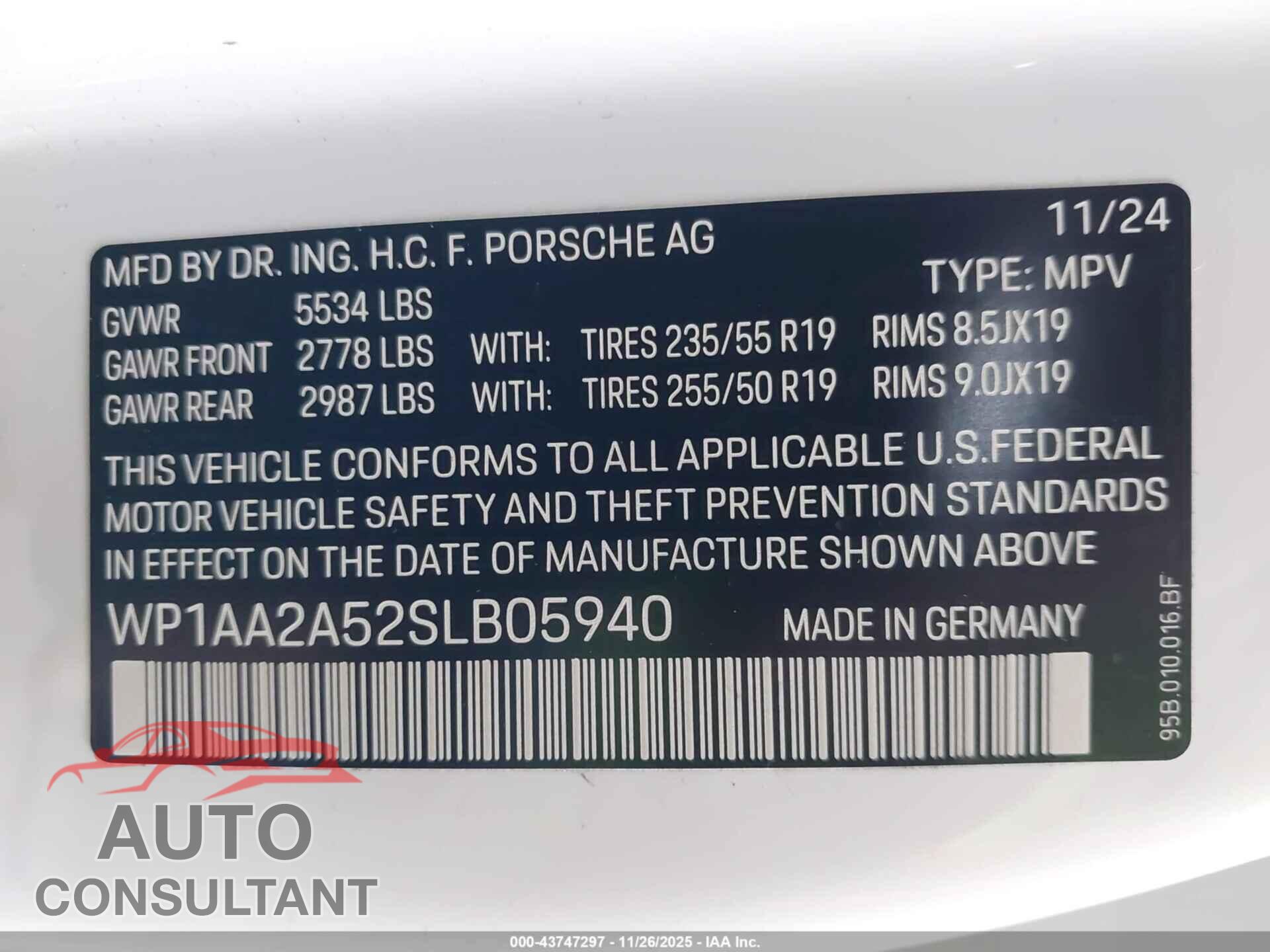 PORSCHE MACAN 2025 - WP1AA2A52SLB05940