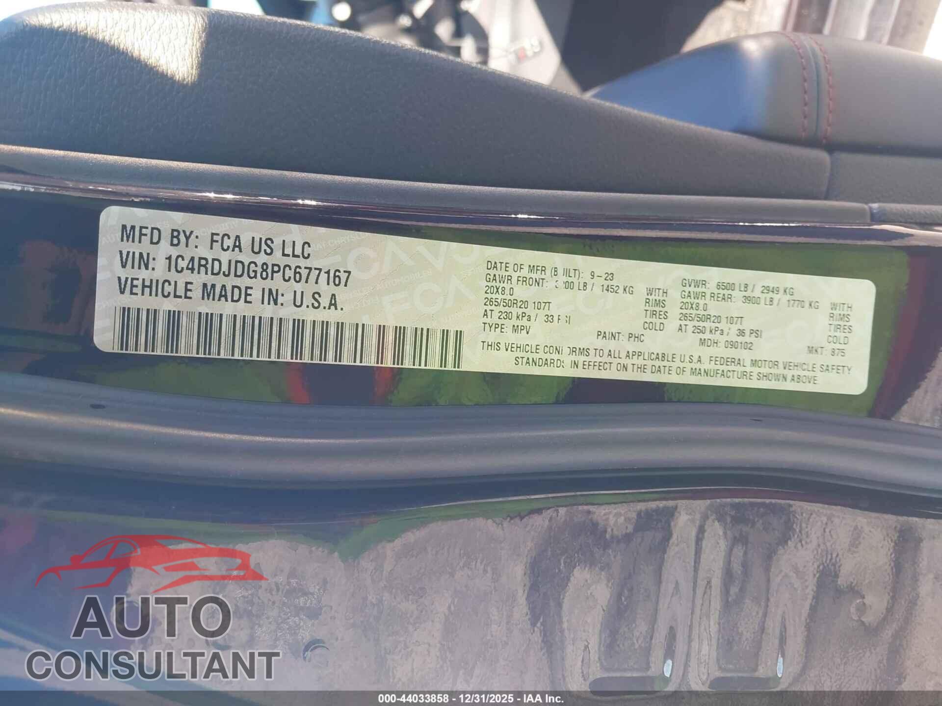 DODGE DURANGO 2023 - 1C4RDJDG8PC677167