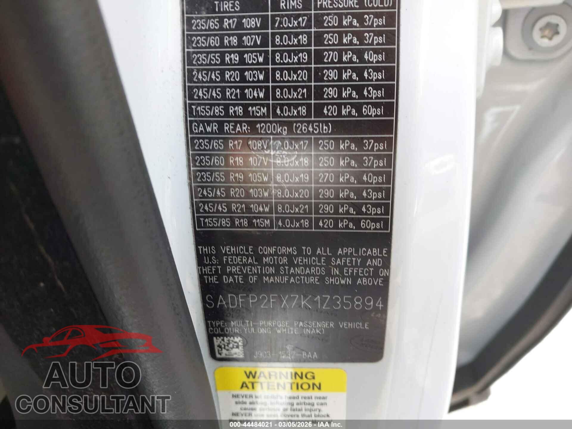 JAGUAR E-PACE 2019 - SADFP2FX7K1Z35894