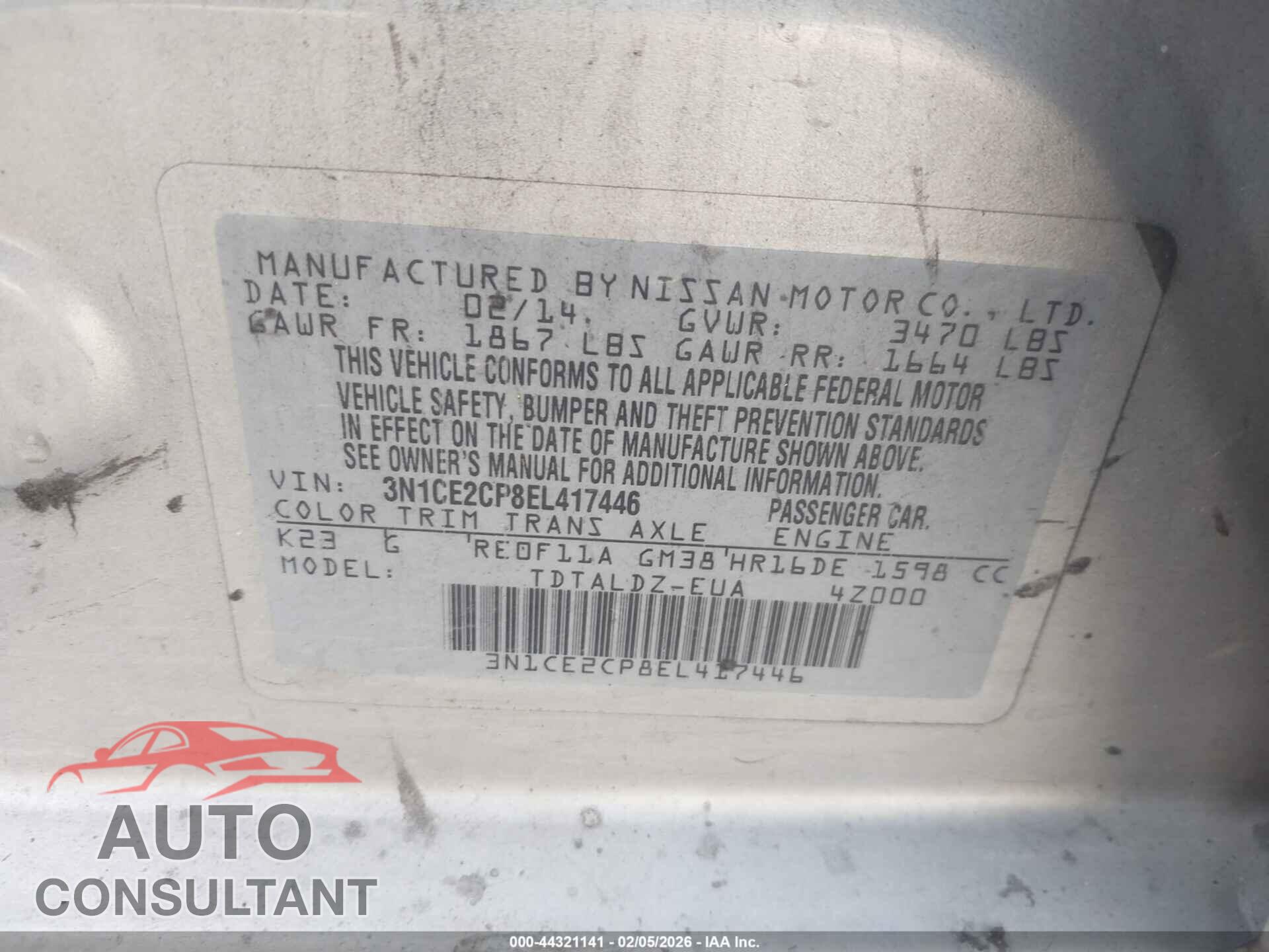 NISSAN VERSA NOTE 2014 - 3N1CE2CP8EL417446
