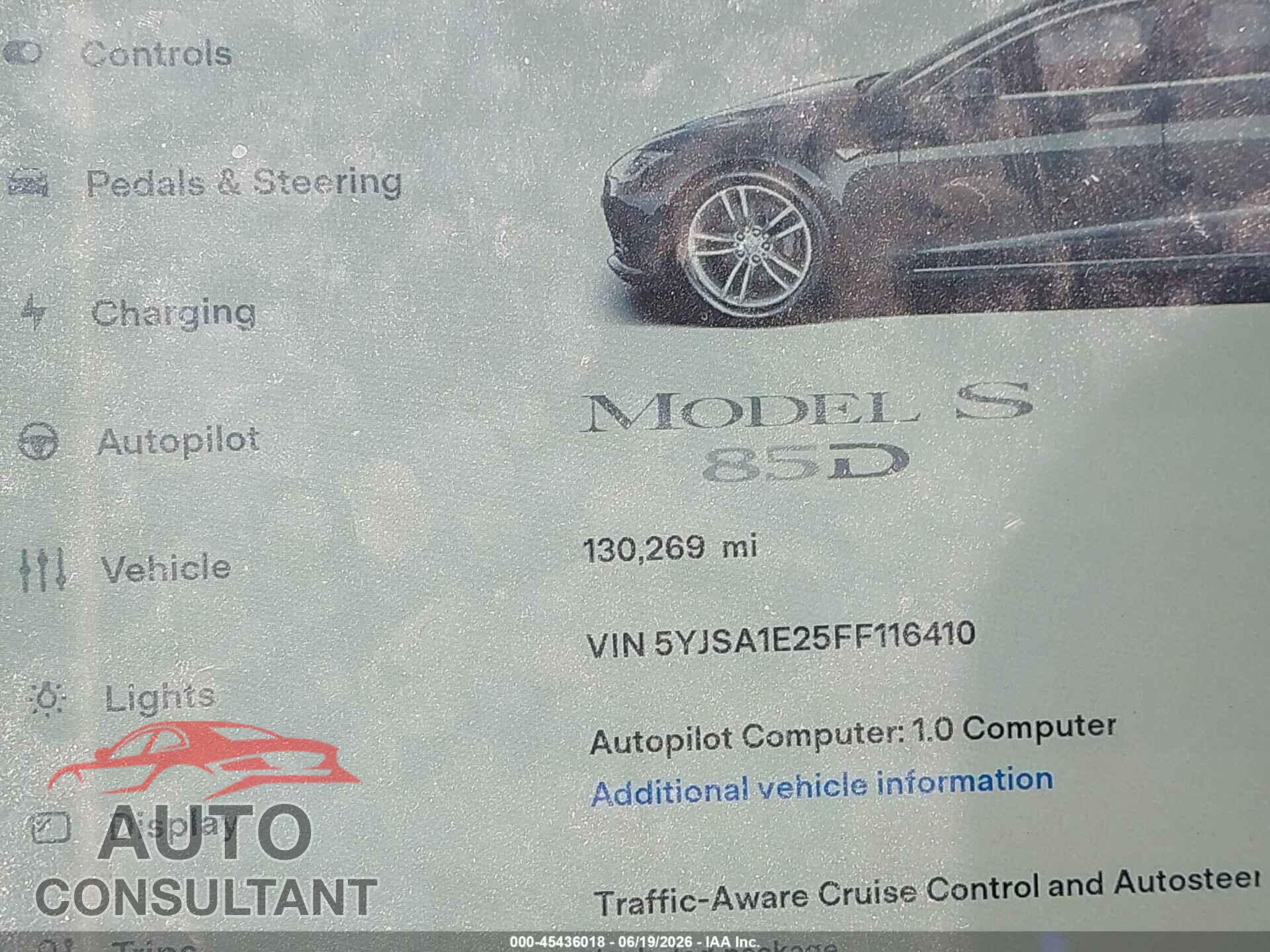 TESLA MODEL S 2015 - 5YJSA1E25FF116410