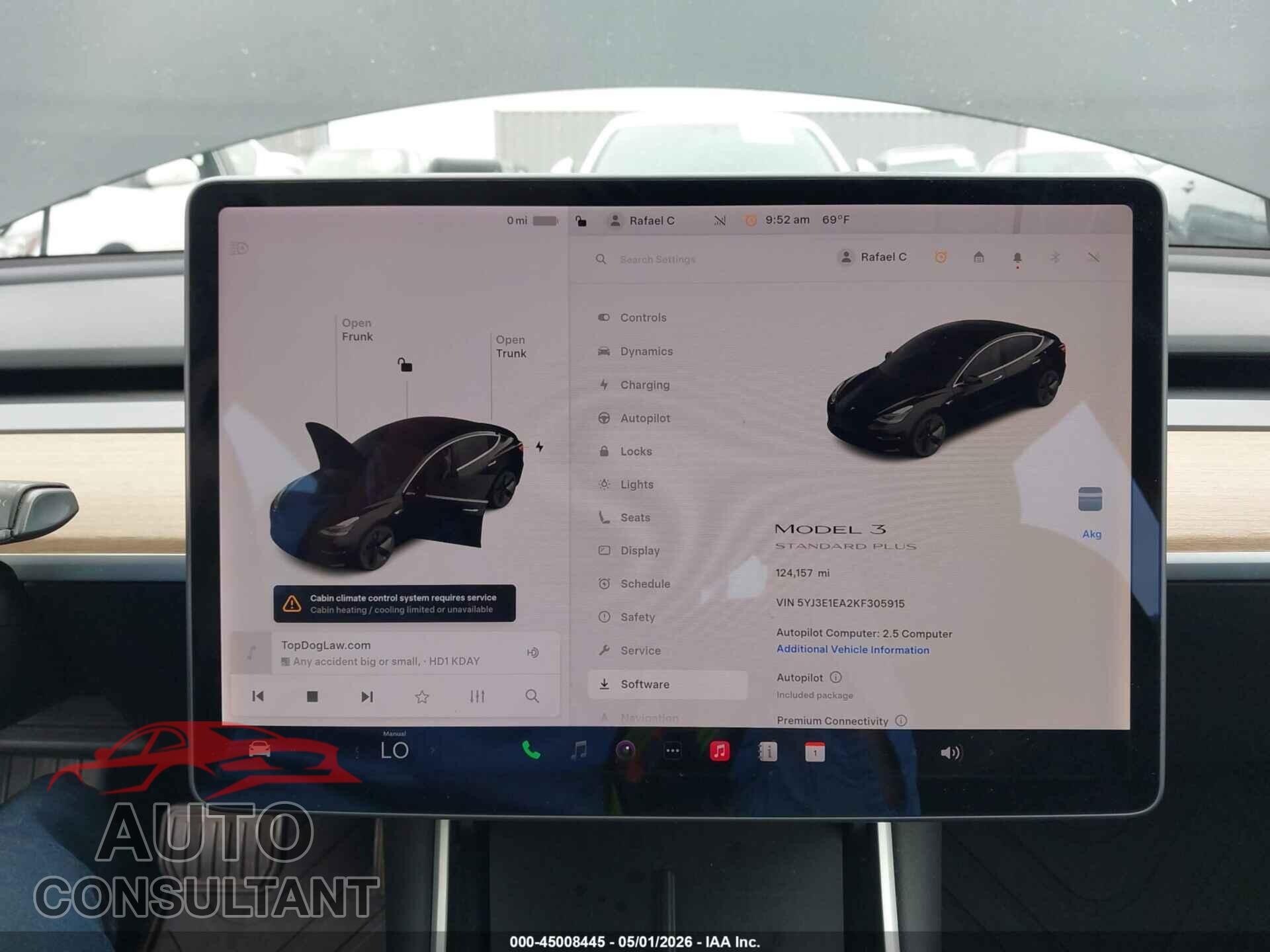 TESLA MODEL 3 2019 - 5YJ3E1EA2KF305915