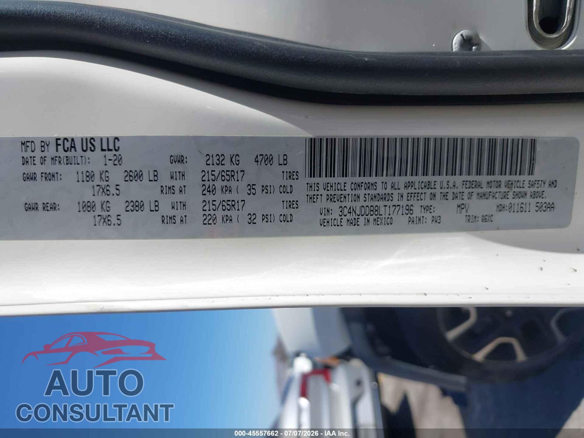 JEEP COMPASS 2020 - 3C4NJDDB8LT177196