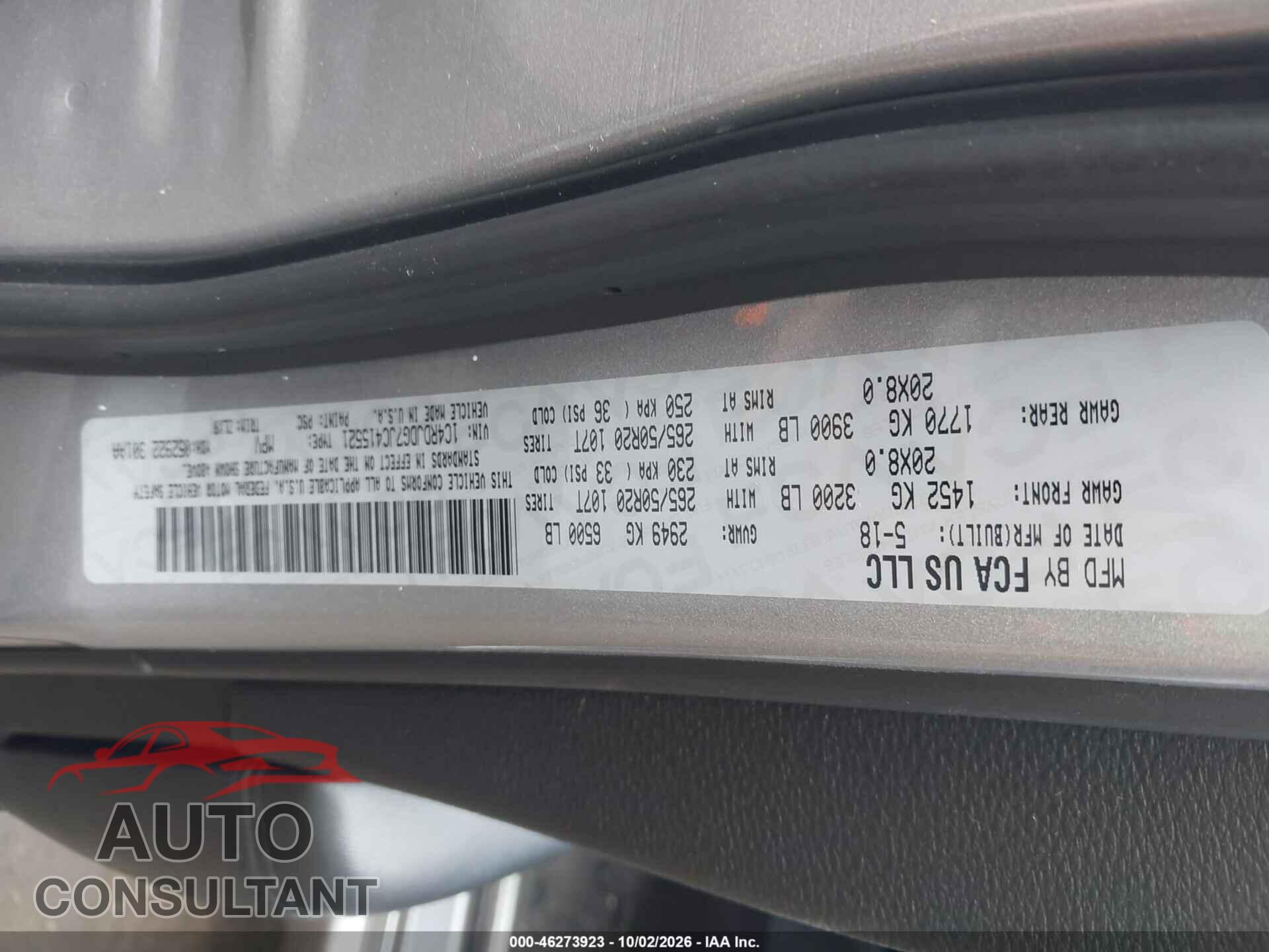 DODGE DURANGO 2018 - 1C4RDJDG7JC415521