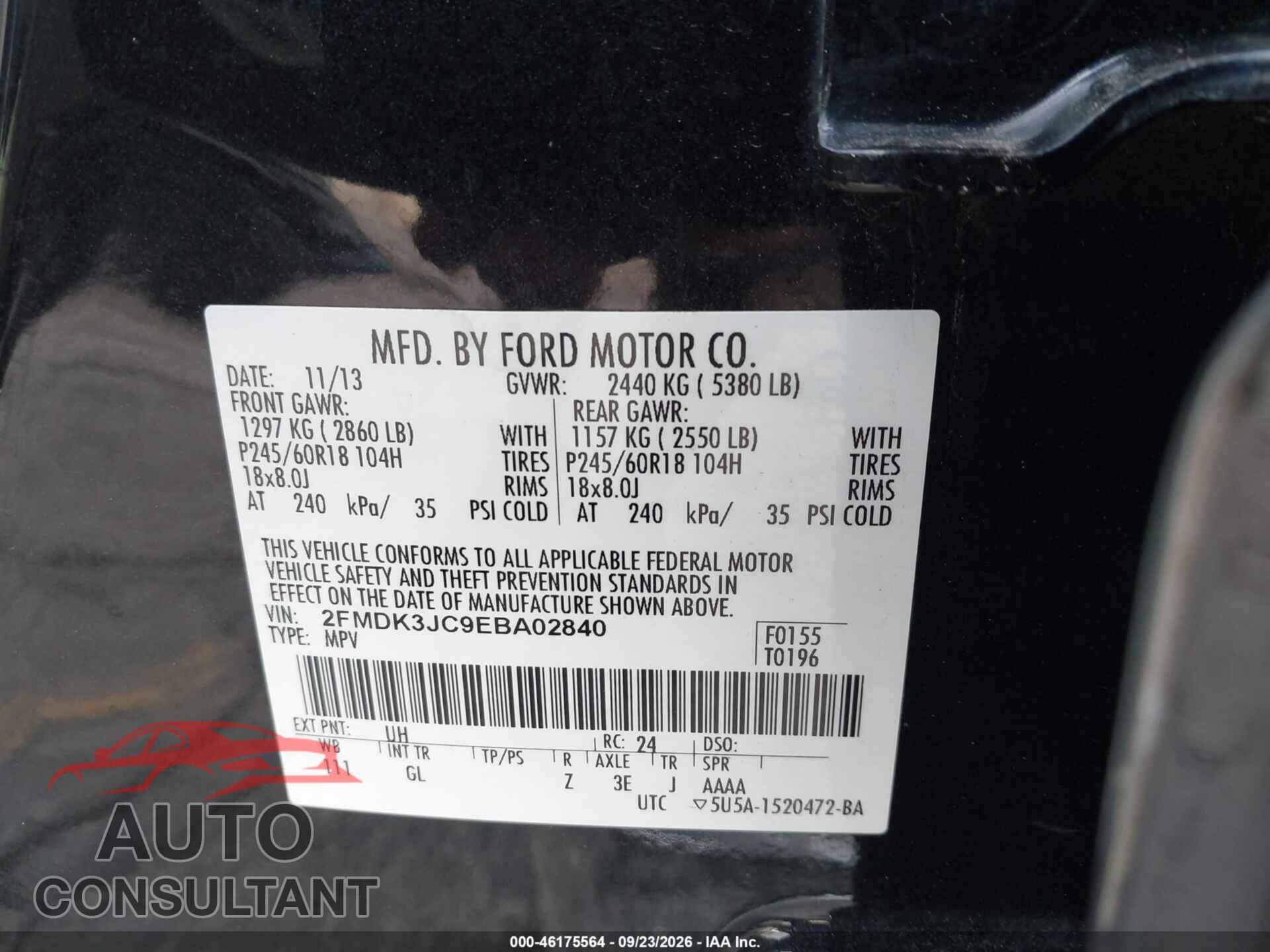 FORD EDGE 2014 - 2FMDK3JC9EBA02840