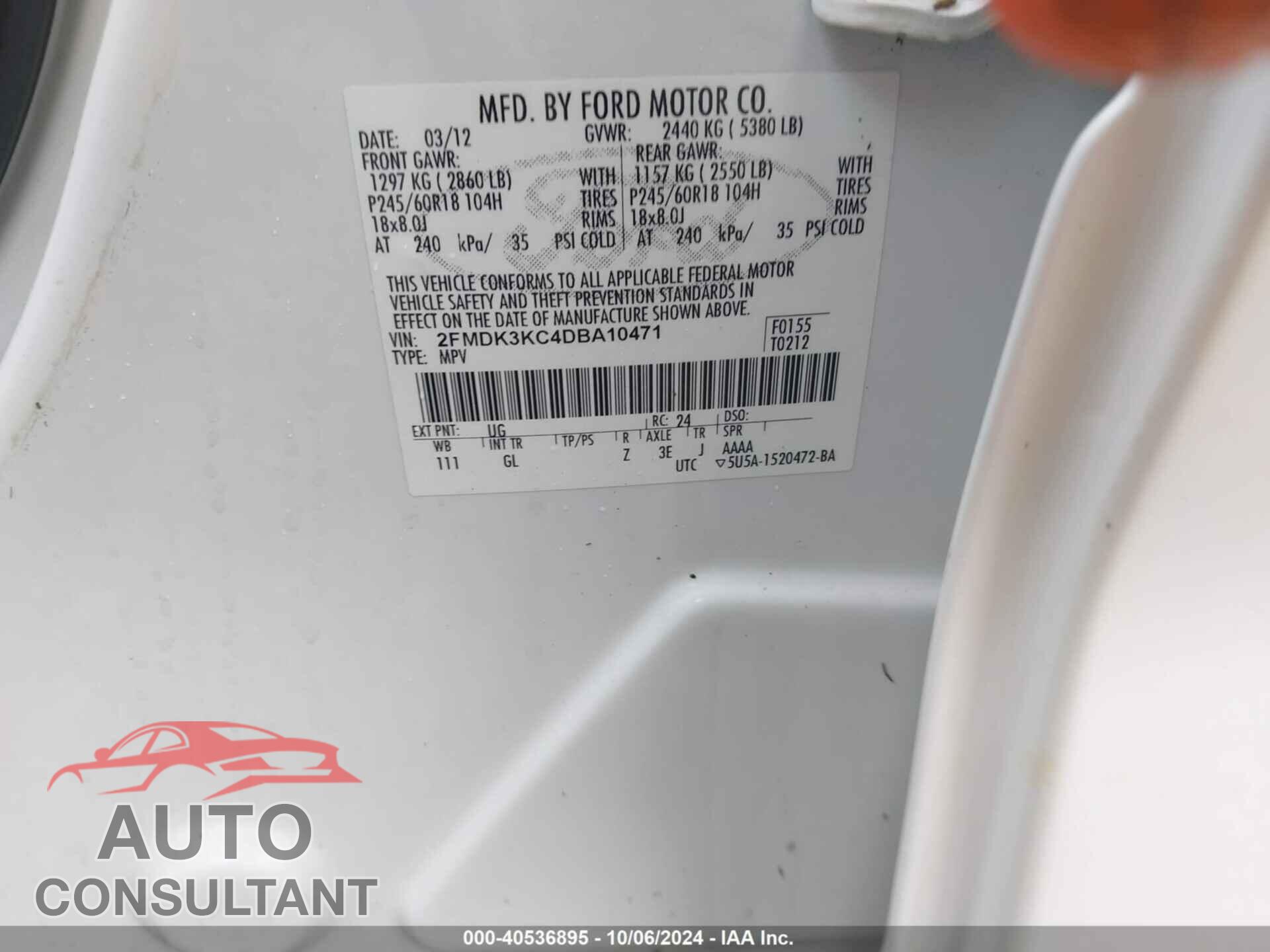 FORD EDGE 2013 - 2FMDK3KC4DBA10471
