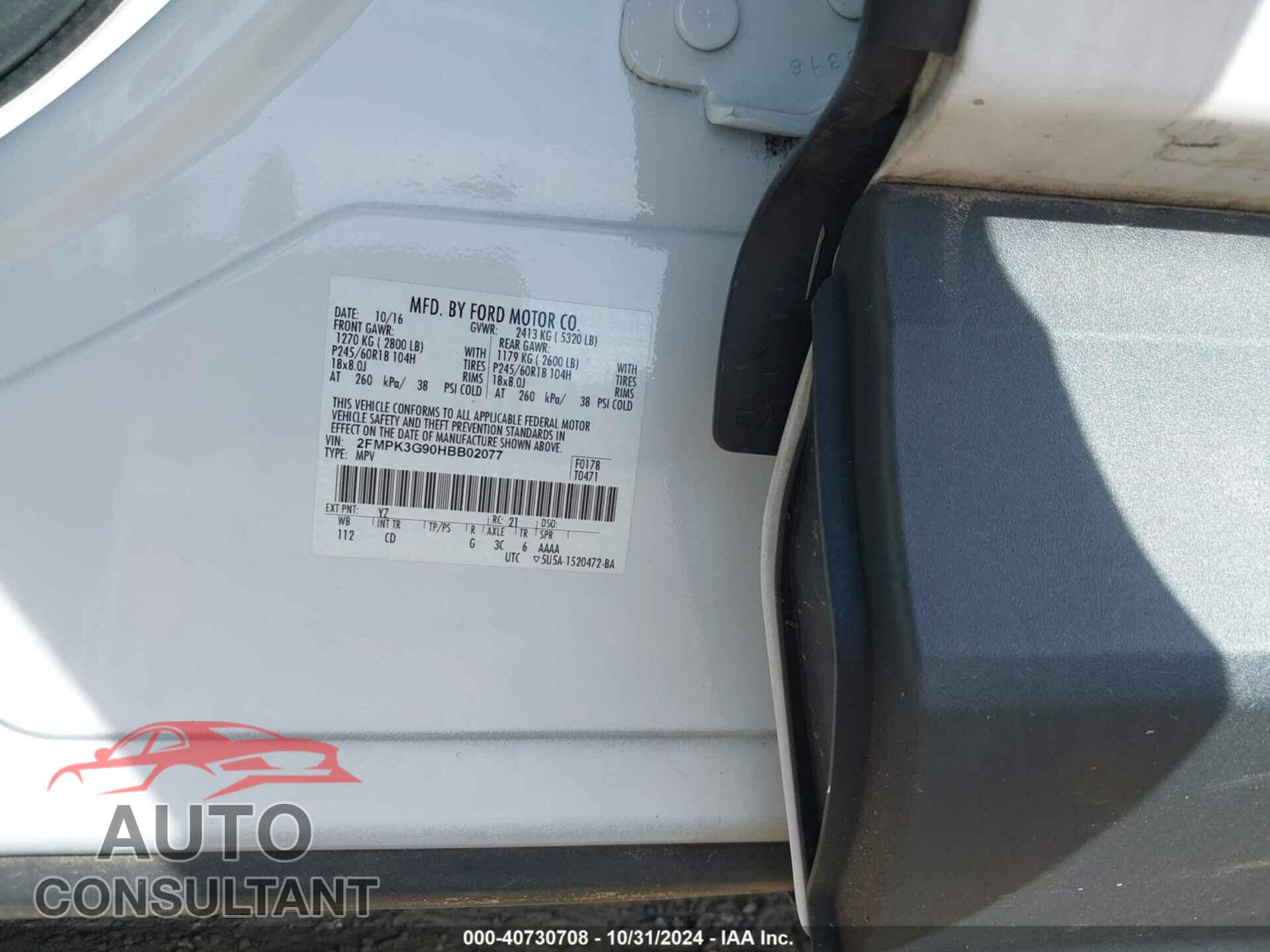 FORD EDGE 2017 - 2FMPK3G90HBB02077