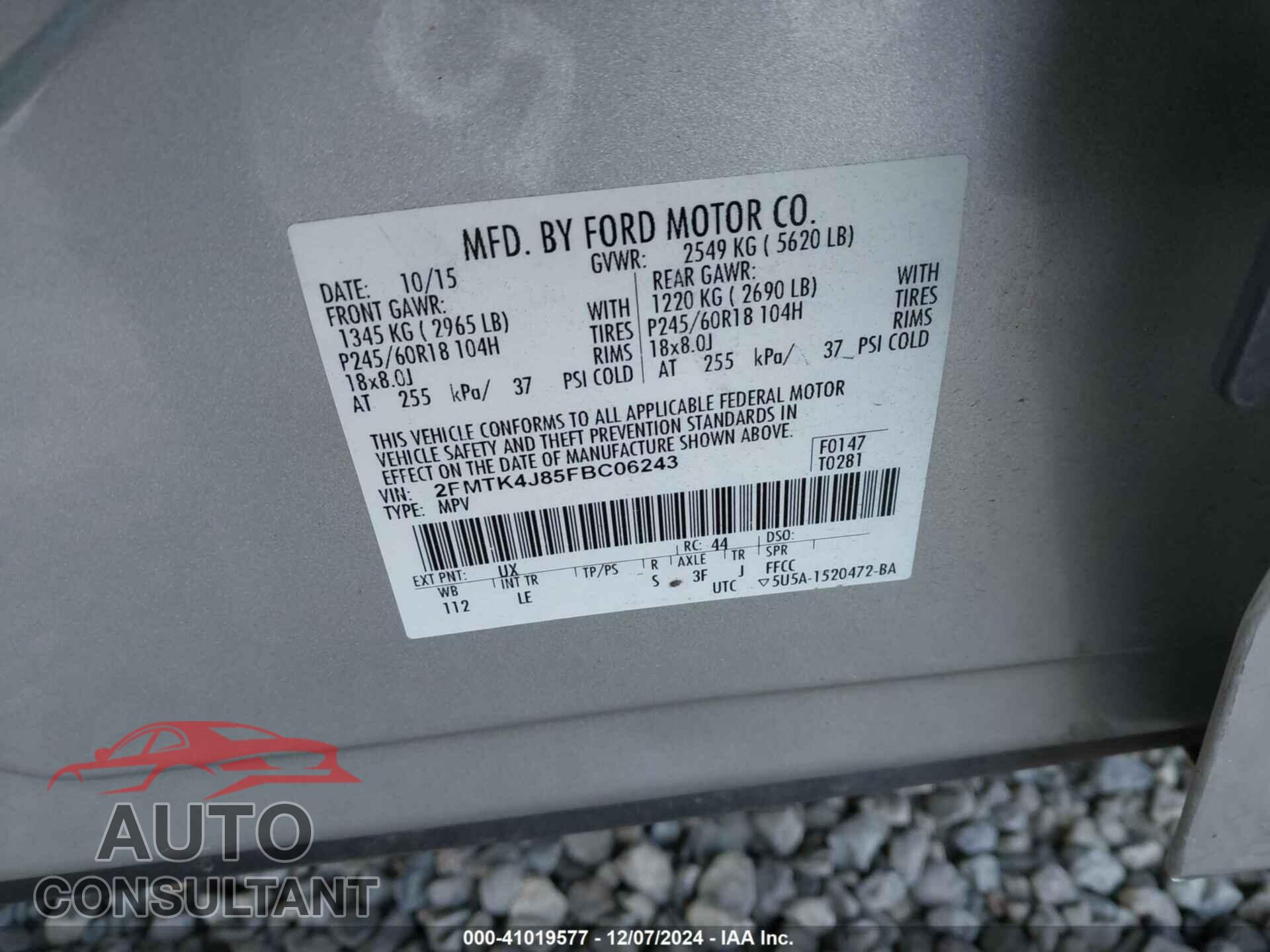 FORD EDGE 2015 - 2FMTK4J85FBC06243