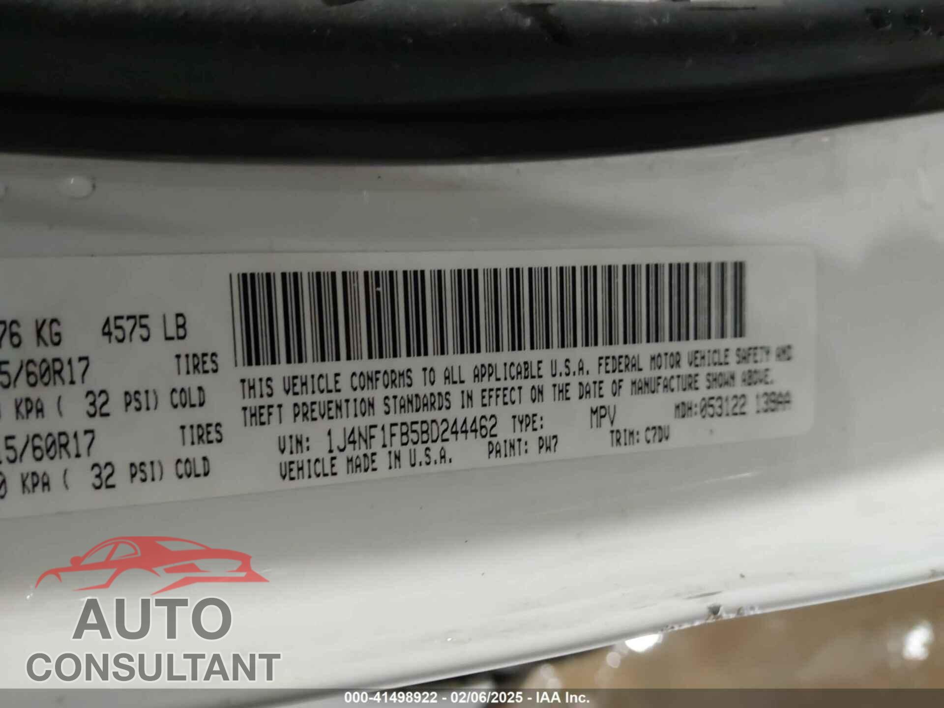 JEEP COMPASS 2011 - 1J4NF1FB5BD244462