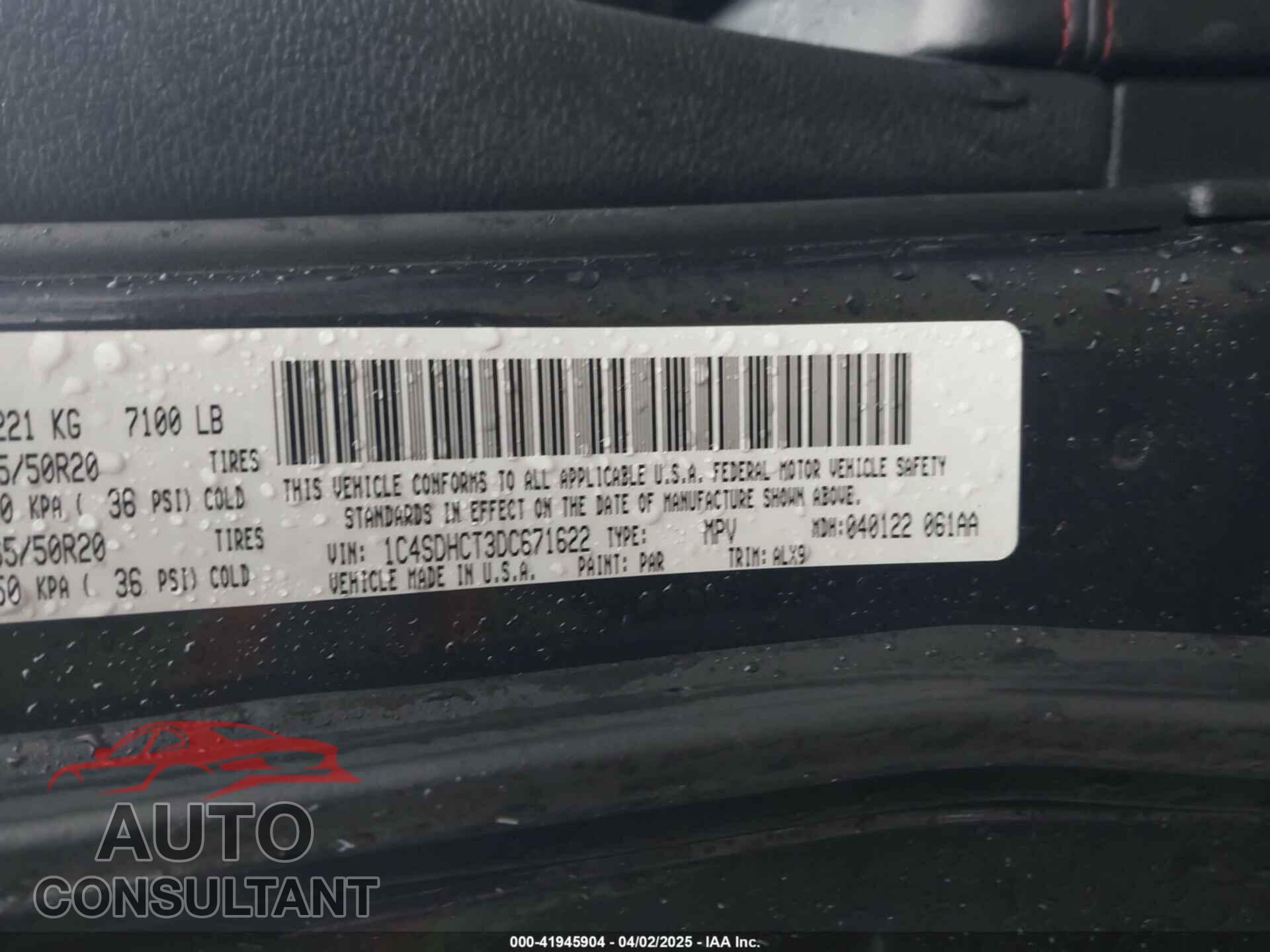 DODGE DURANGO 2013 - 1C4SDHCT3DC671622