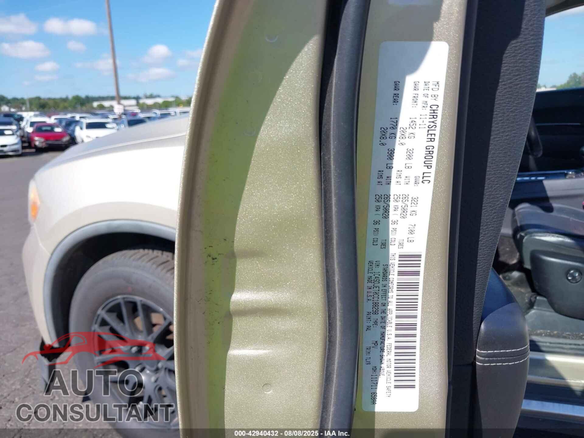 DODGE DURANGO 2012 - 1C4SDJET0CC188298