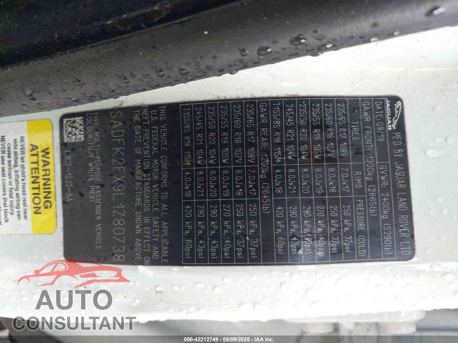 JAGUAR E-PACE 2020 - SADFK2FX9L1Z80738