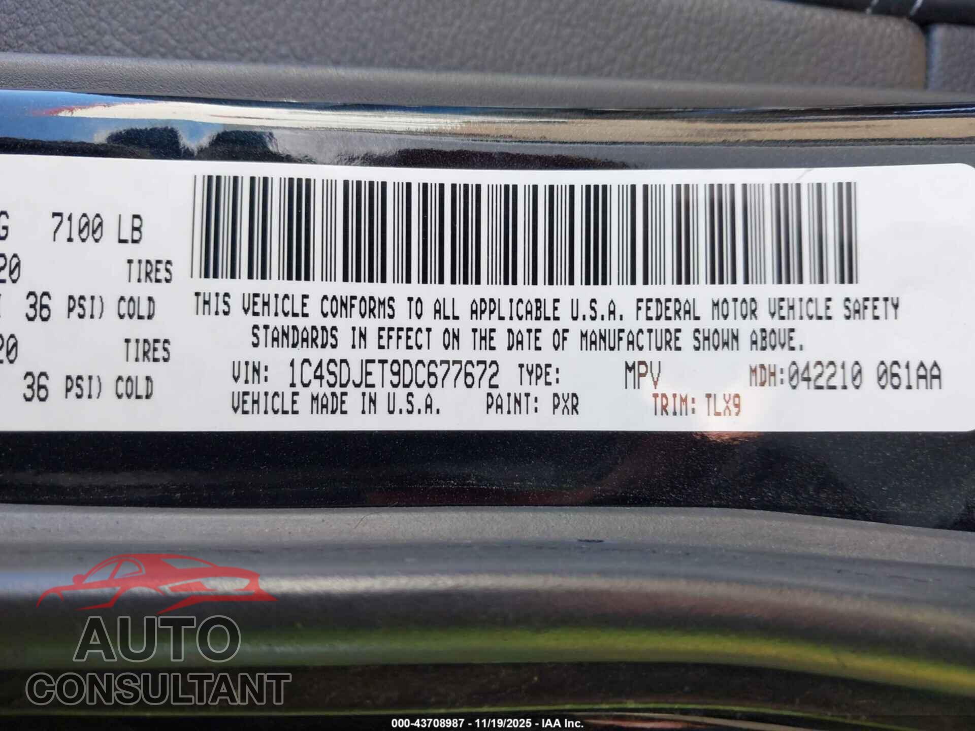 DODGE DURANGO 2013 - 1C4SDJET9DC677672