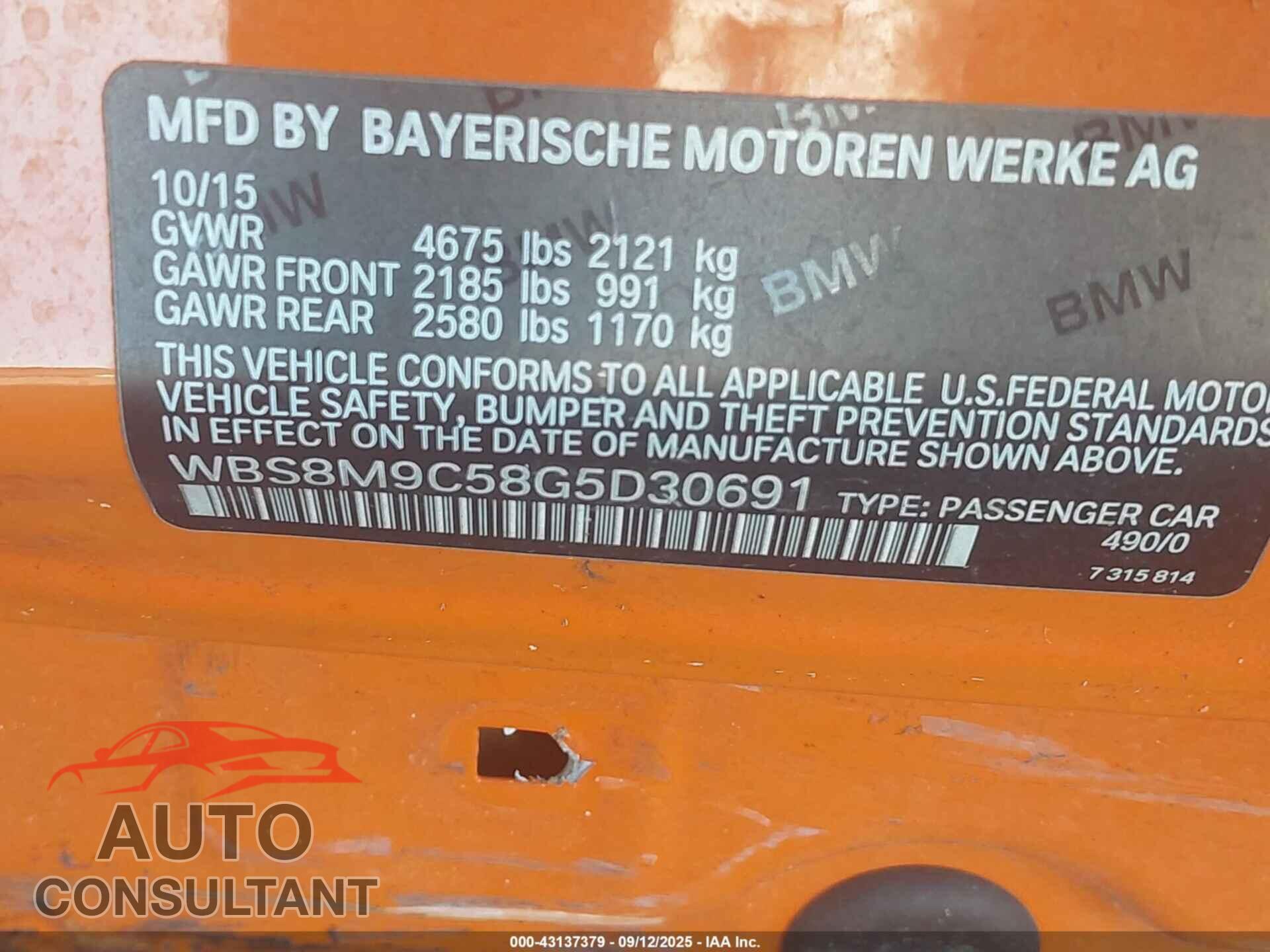 BMW M3 2016 - WBS8M9C58G5D30691