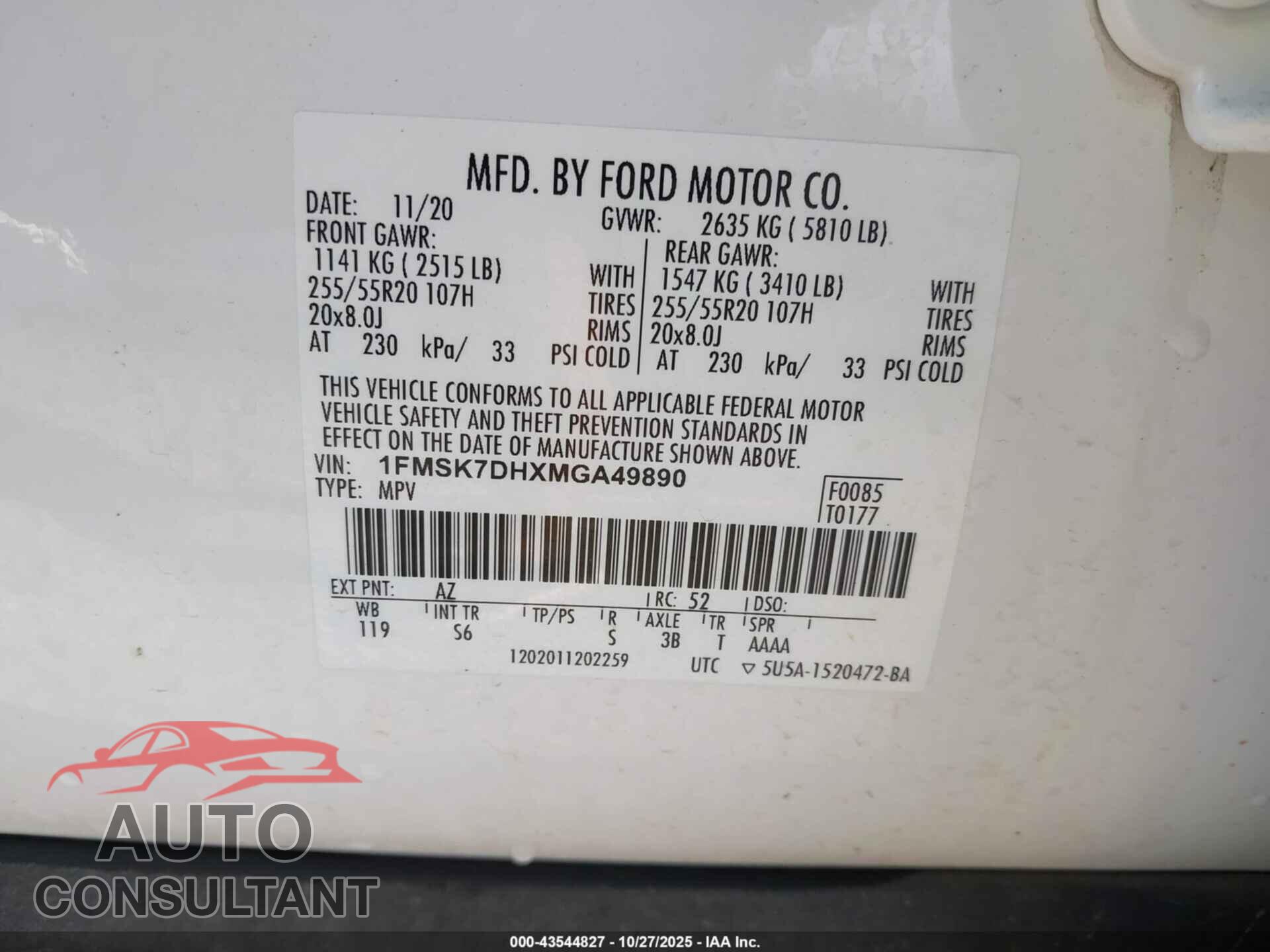 FORD EXPLORER 2021 - 1FMSK7DHXMGA49890