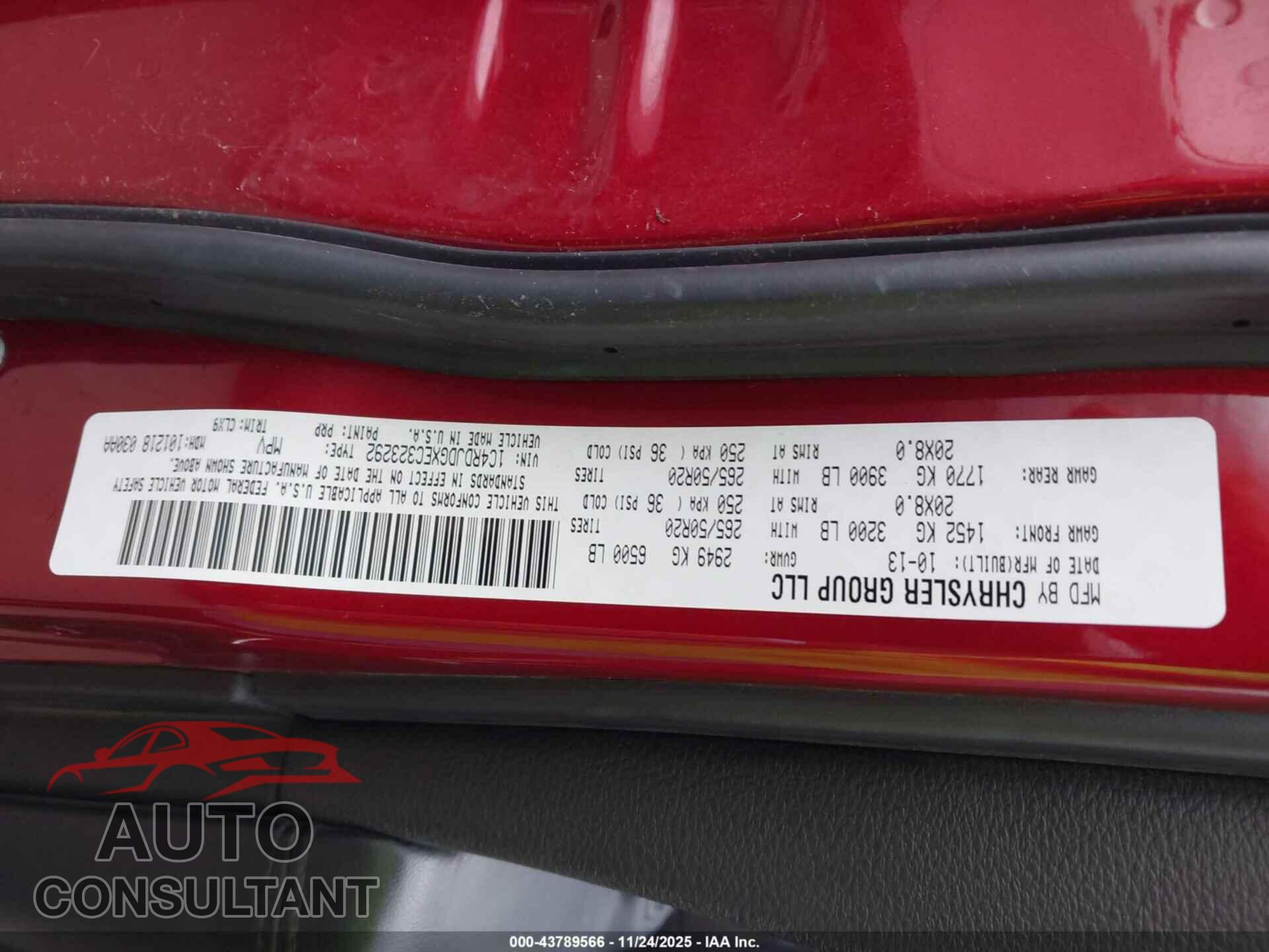 DODGE DURANGO 2014 - 1C4RDJDGXEC323292