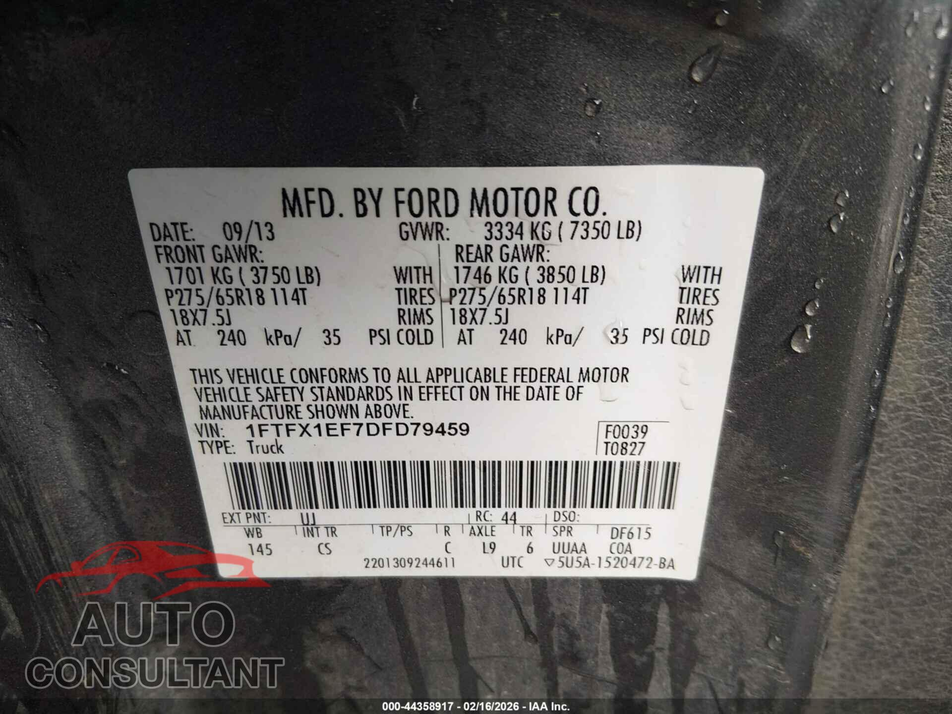 FORD F-150 2013 - 1FTFX1EF7DFD79459