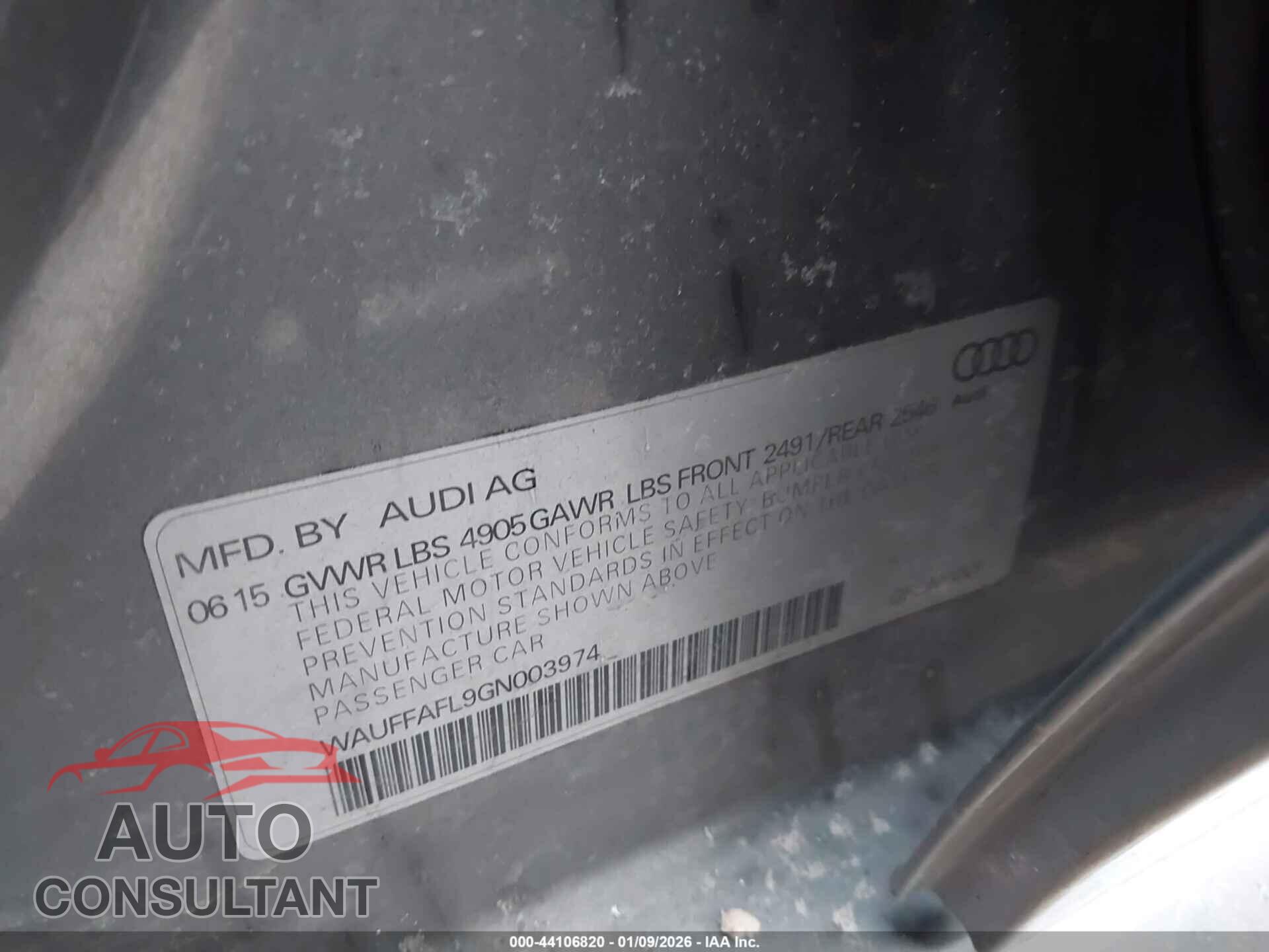 AUDI A4 2016 - WAUFFAFL9GN003974