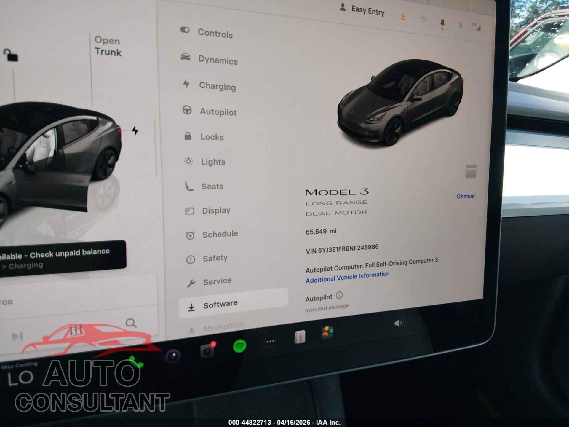 TESLA MODEL 3 2022 - 5YJ3E1EB6NF248986