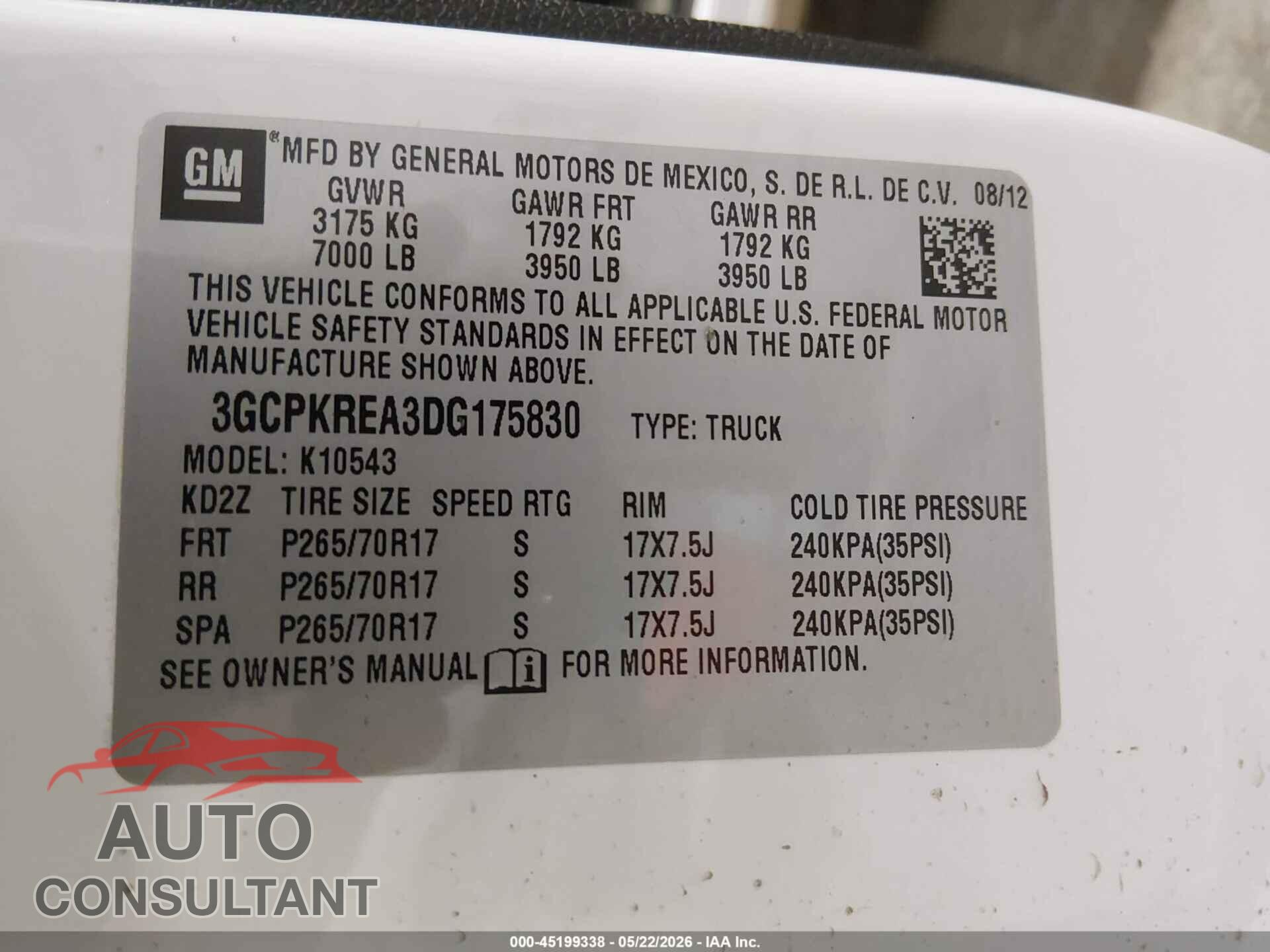 CHEVROLET SILVERADO 1500 2013 - 3GCPKREA3DG175830