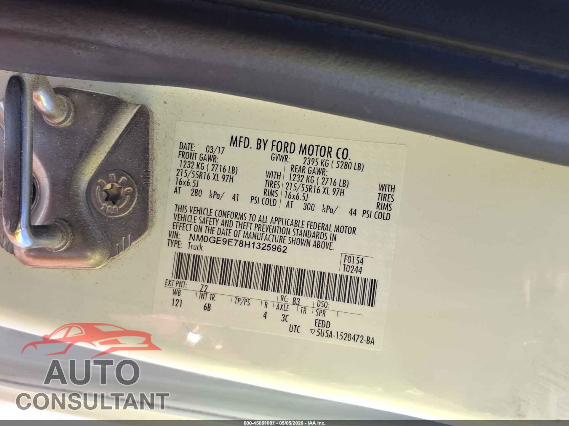 FORD TRANSIT CONNECT 2017 - NM0GE9E78H1325962