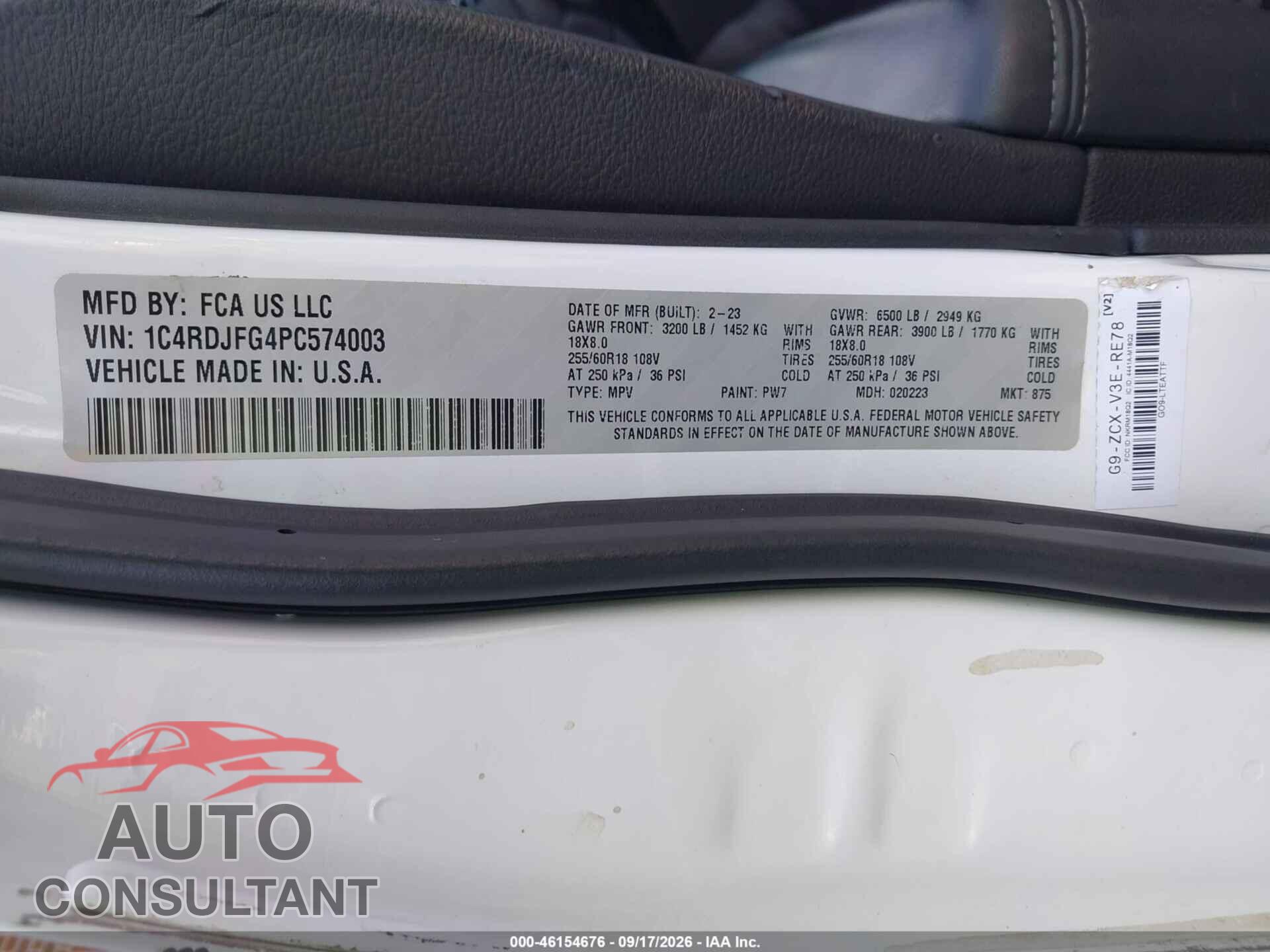 DODGE DURANGO 2023 - 1C4RDJFG4PC574003