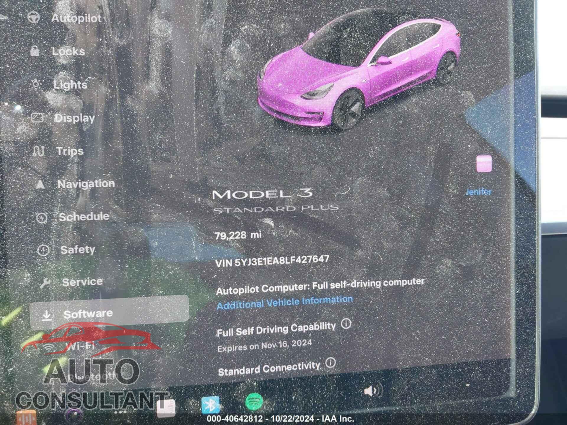 TESLA MODEL 3 2020 - 5YJ3E1EA8LF427647