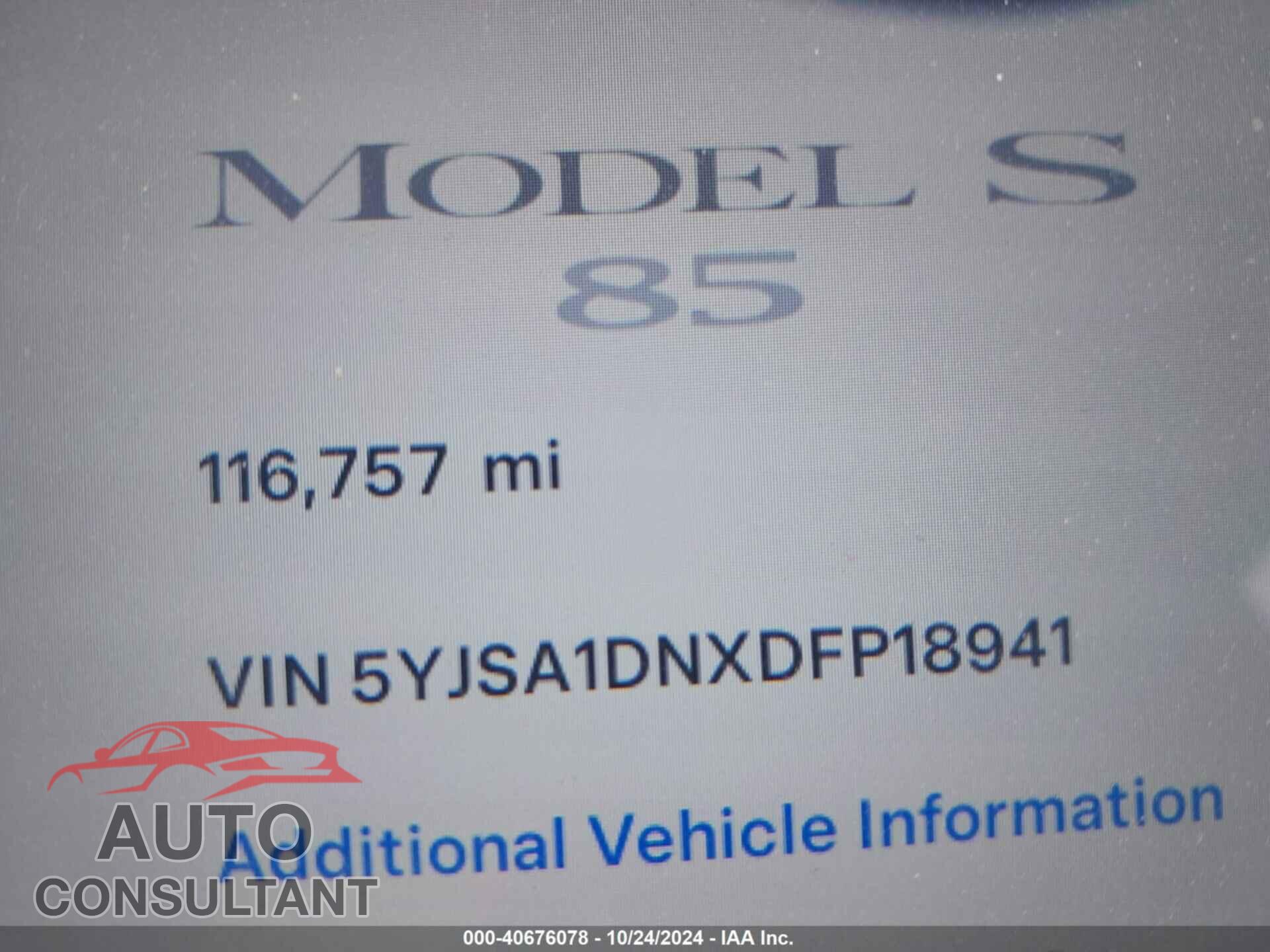 TESLA MODEL S 2013 - 5YJSA1DNXDFP18941