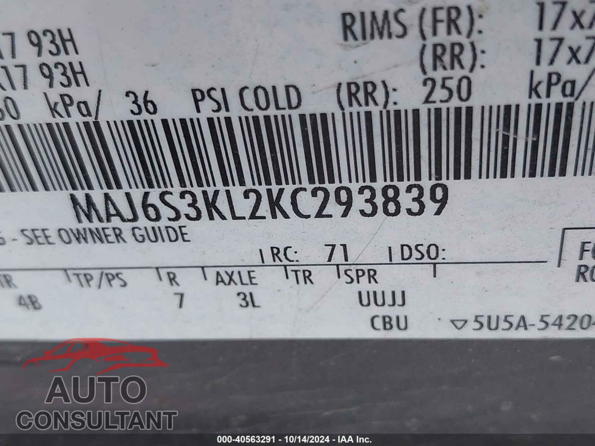 FORD ECOSPORT 2019 - MAJ6S3KL2KC293839