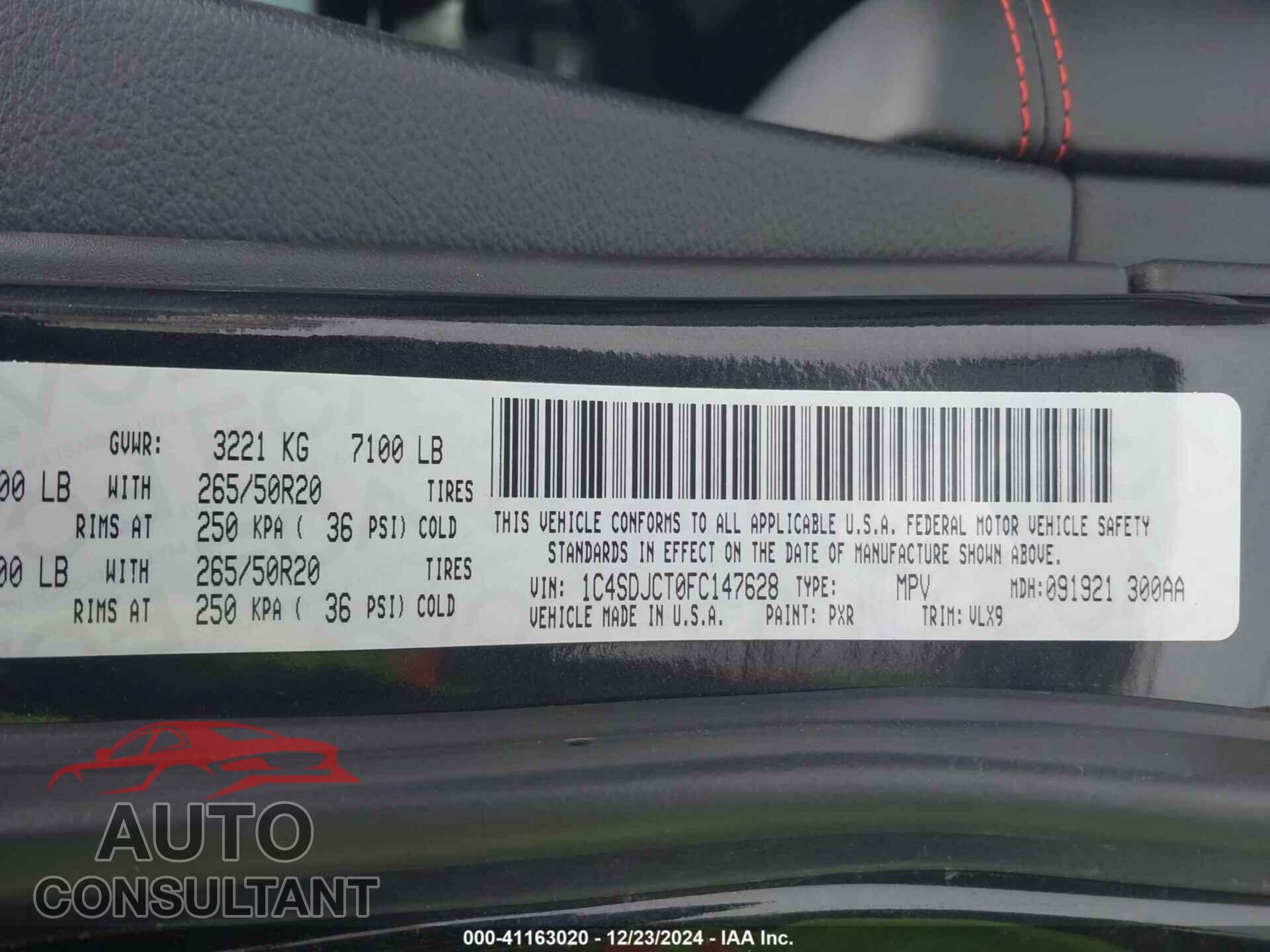 DODGE DURANGO 2015 - 1C4SDJCT0FC147628