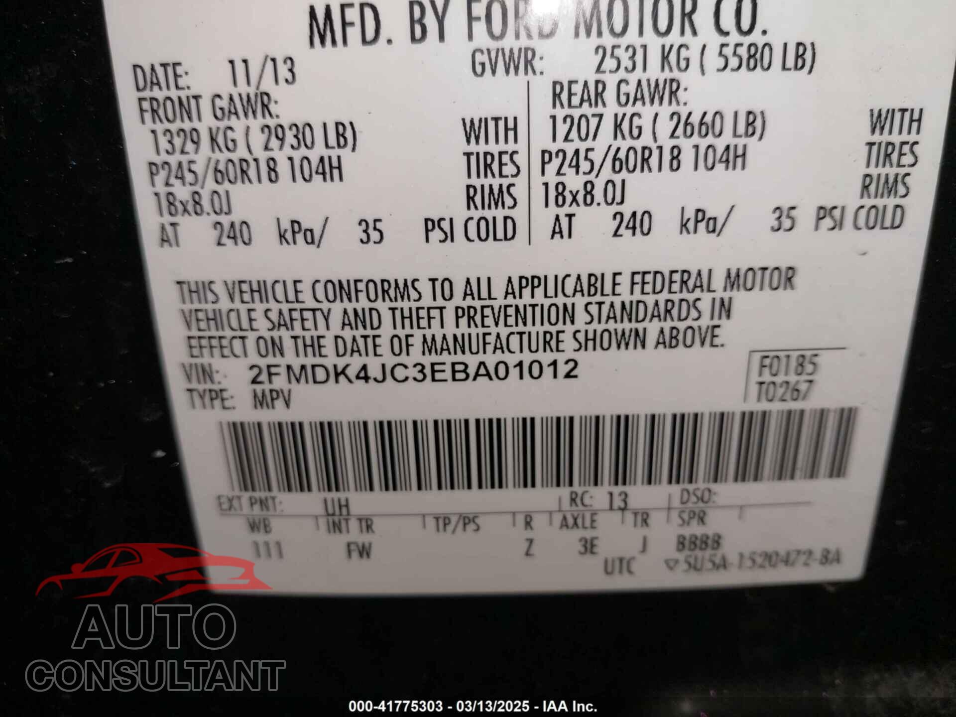 FORD EDGE 2014 - 2FMDK4JC3EBA01012