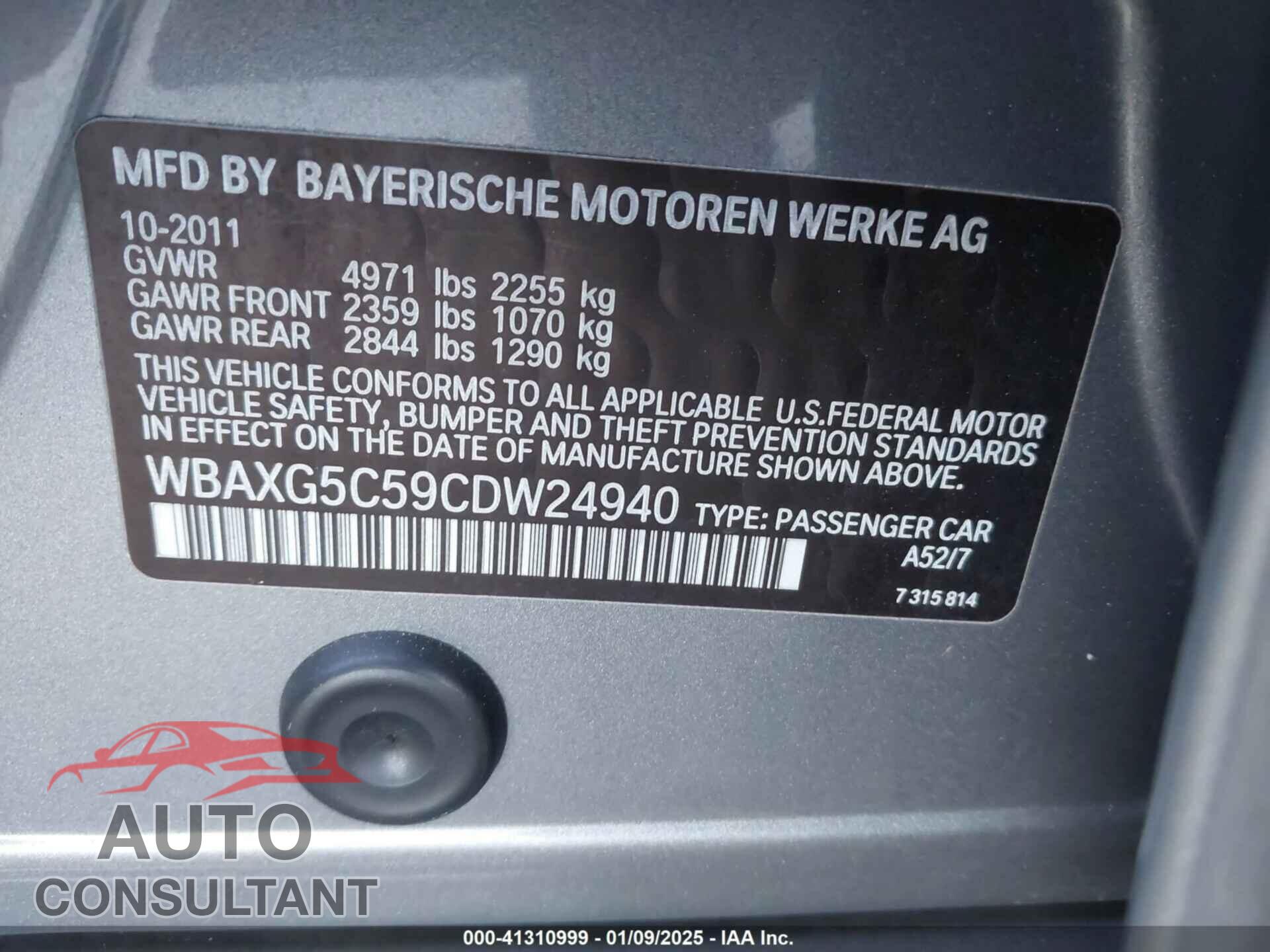 BMW 528I 2012 - WBAXG5C59CDW24940