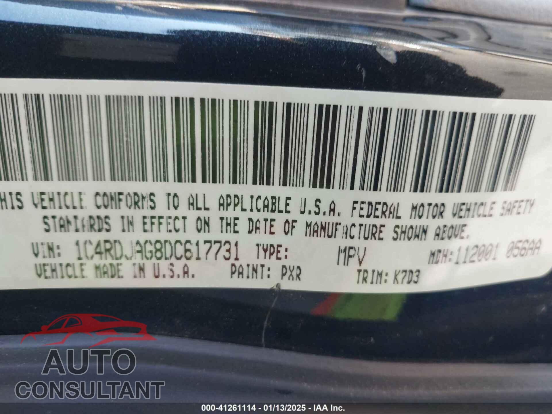 DODGE DURANGO 2013 - 1C4RDJAG8DC617731