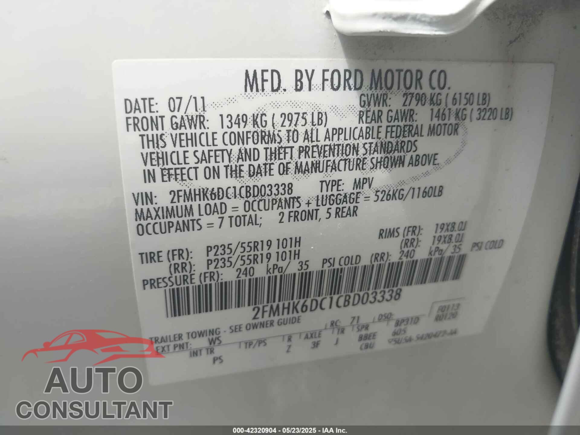 FORD FLEX 2012 - 2FMHK6DC1CBD03338