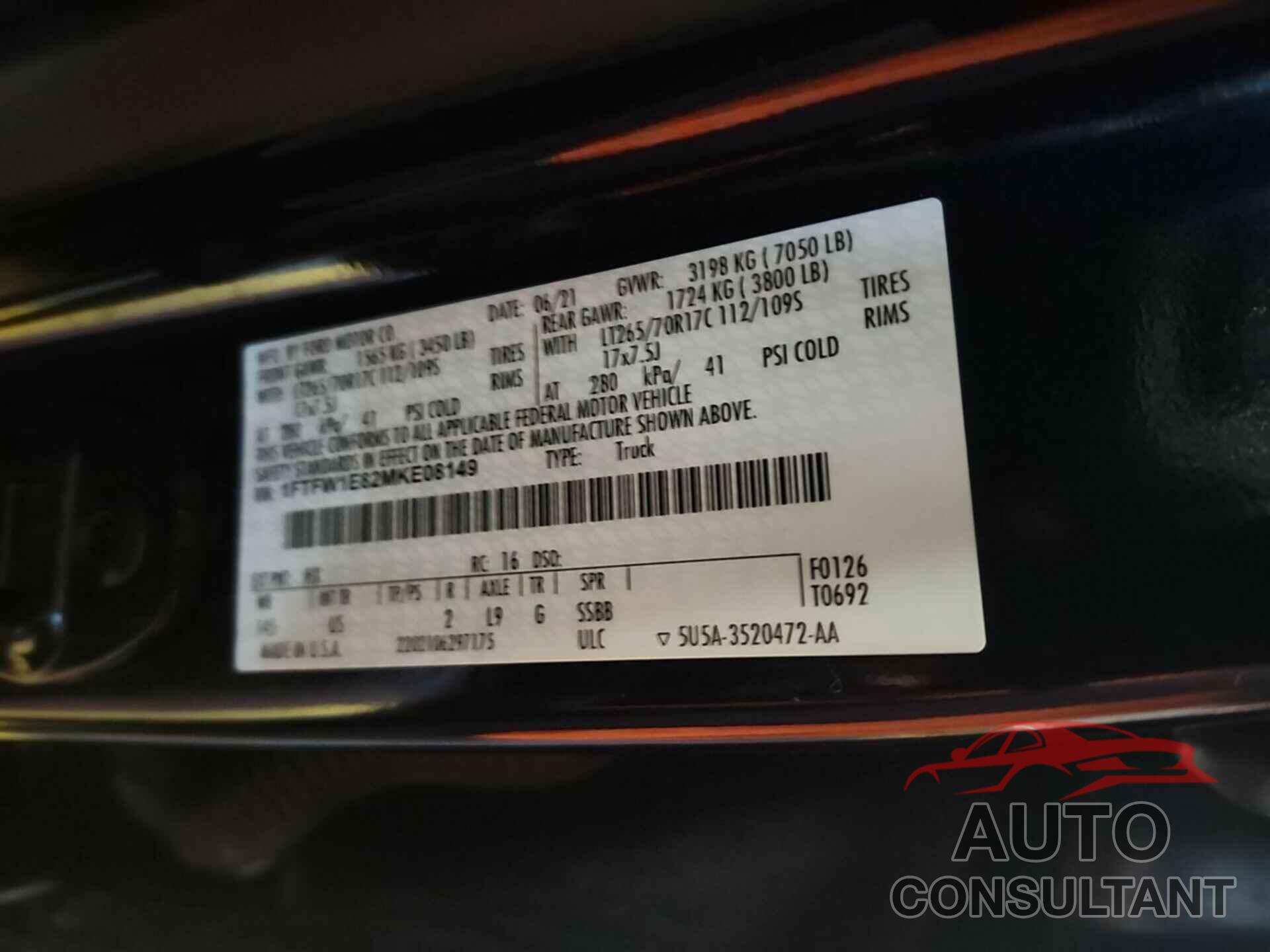 FORD F-150 2021 - 1FTFW1E82MKE08149