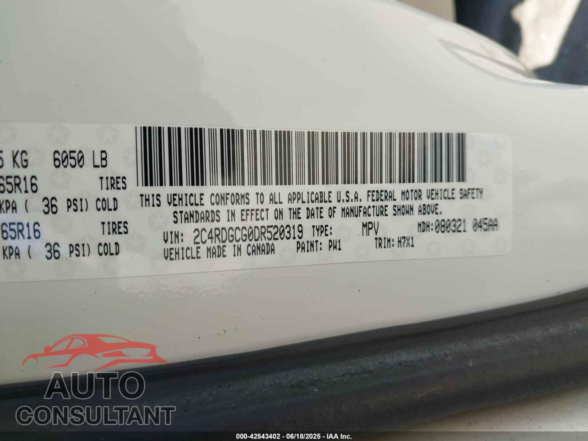 DODGE GRAND CARAVAN 2013 - 2C4RDGCG0DR520319