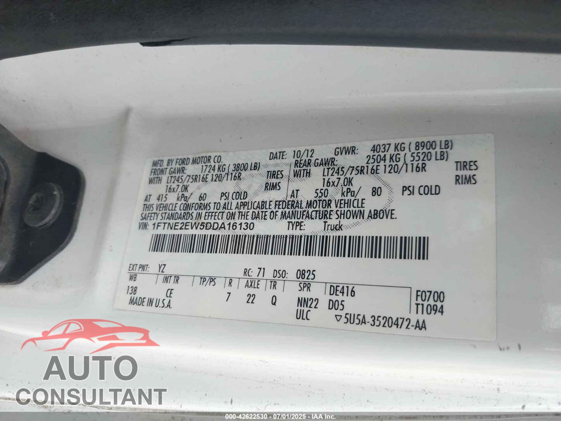 FORD ECONOLINE 2013 - 1FTNE2EW5DDA16130