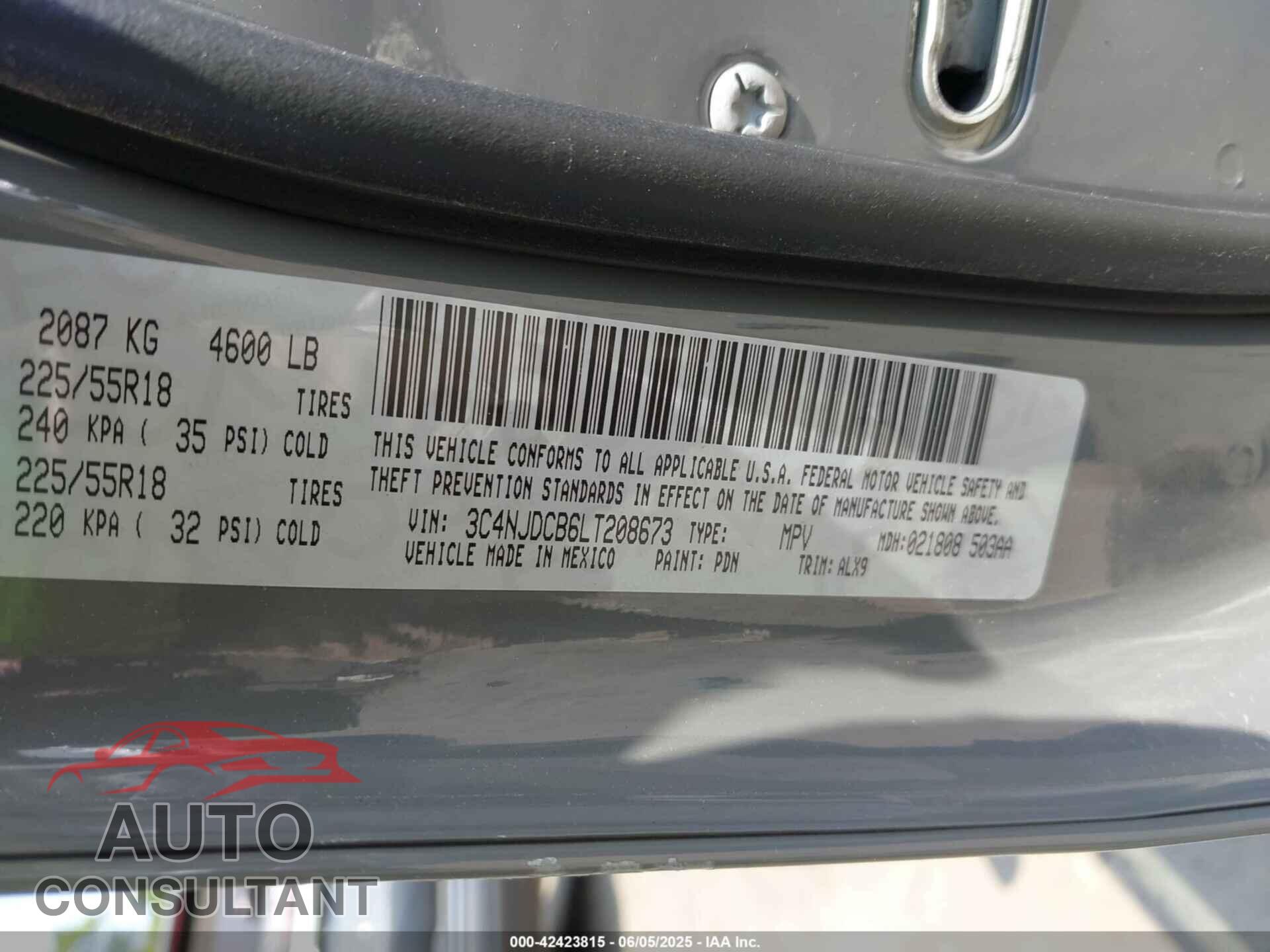 JEEP COMPASS 2020 - 3C4NJDCB6LT208673