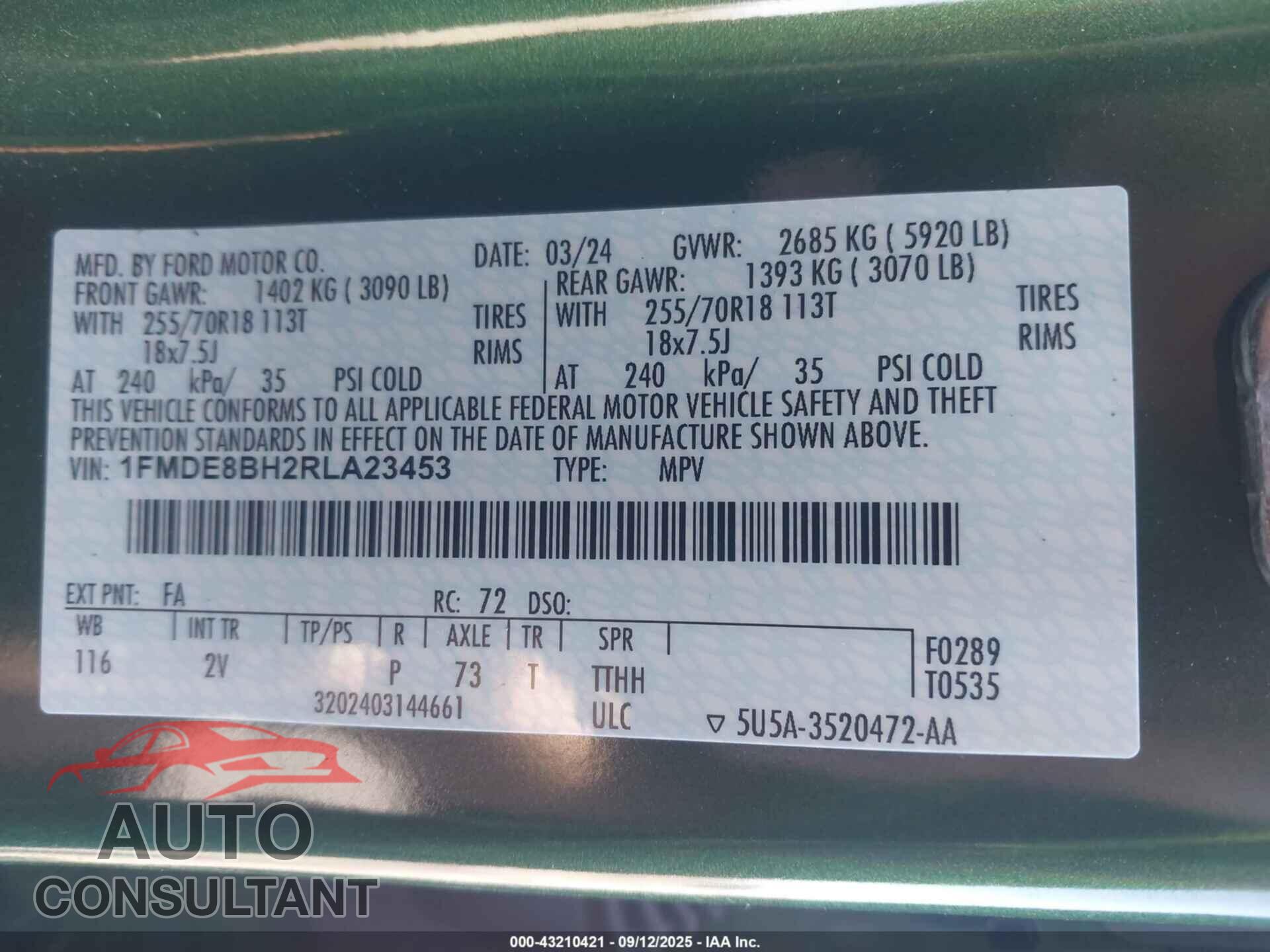 FORD BRONCO 2024 - 1FMDE8BH2RLA23453