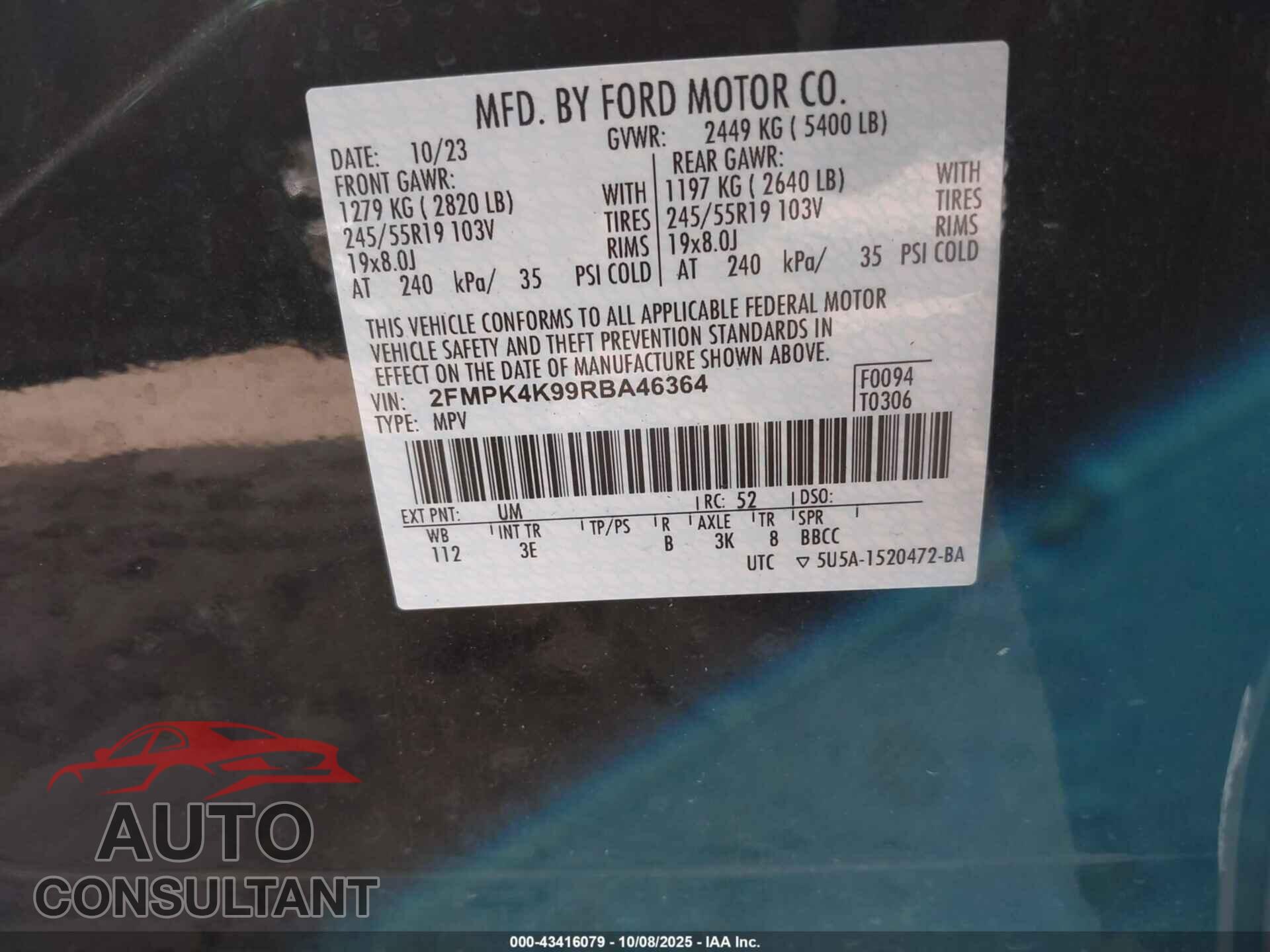 FORD EDGE 2024 - 2FMPK4K99RBA46364