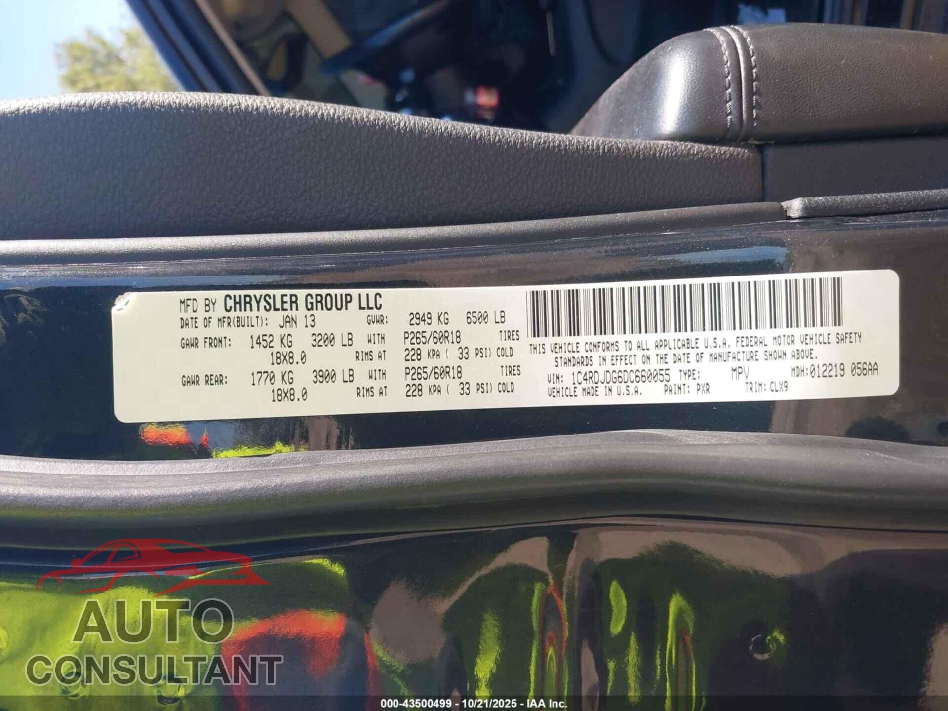 DODGE DURANGO 2013 - 1C4RDJDG6DC660055
