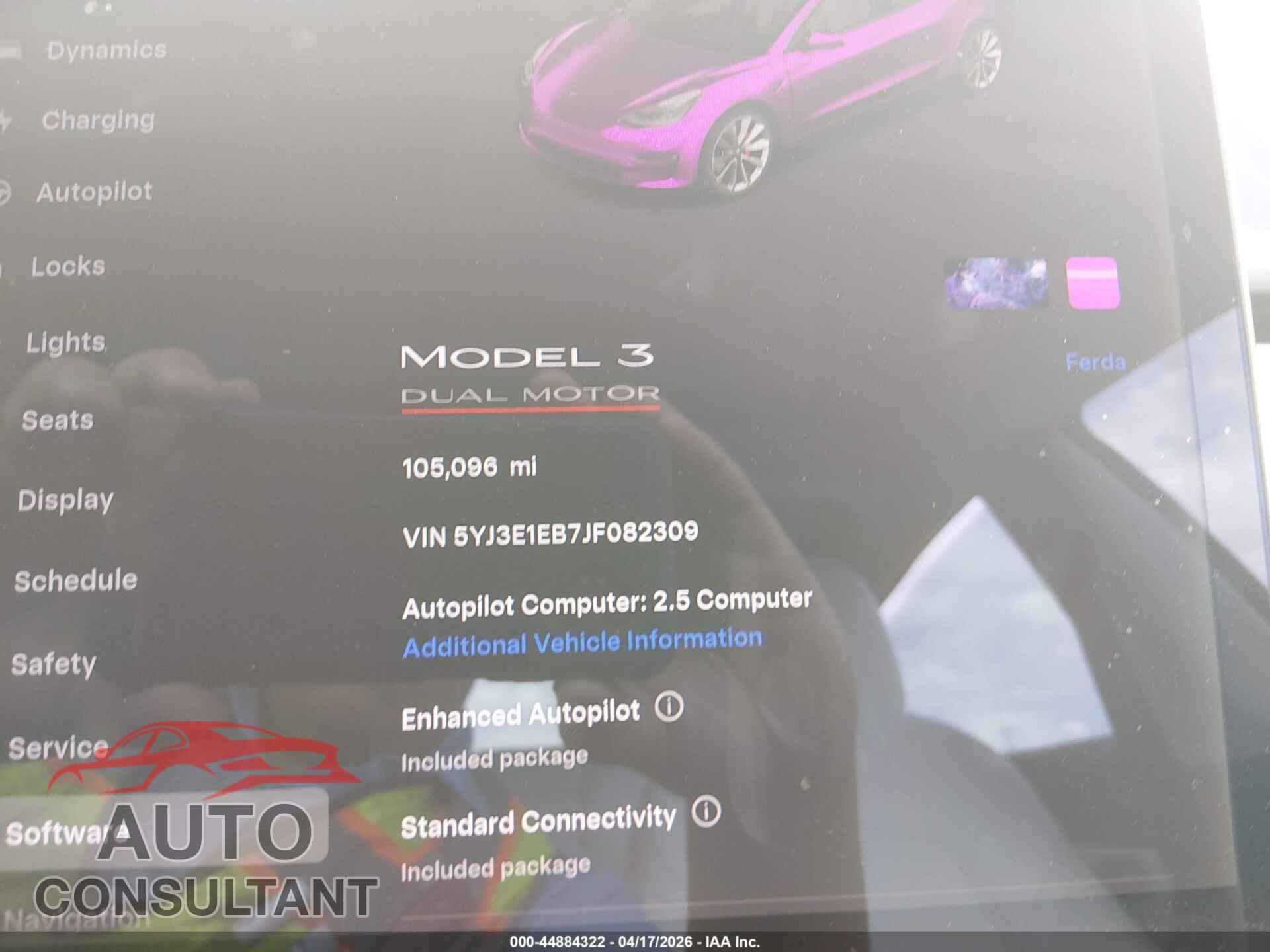 TESLA MODEL 3 2018 - 5YJ3E1EB7JF082309