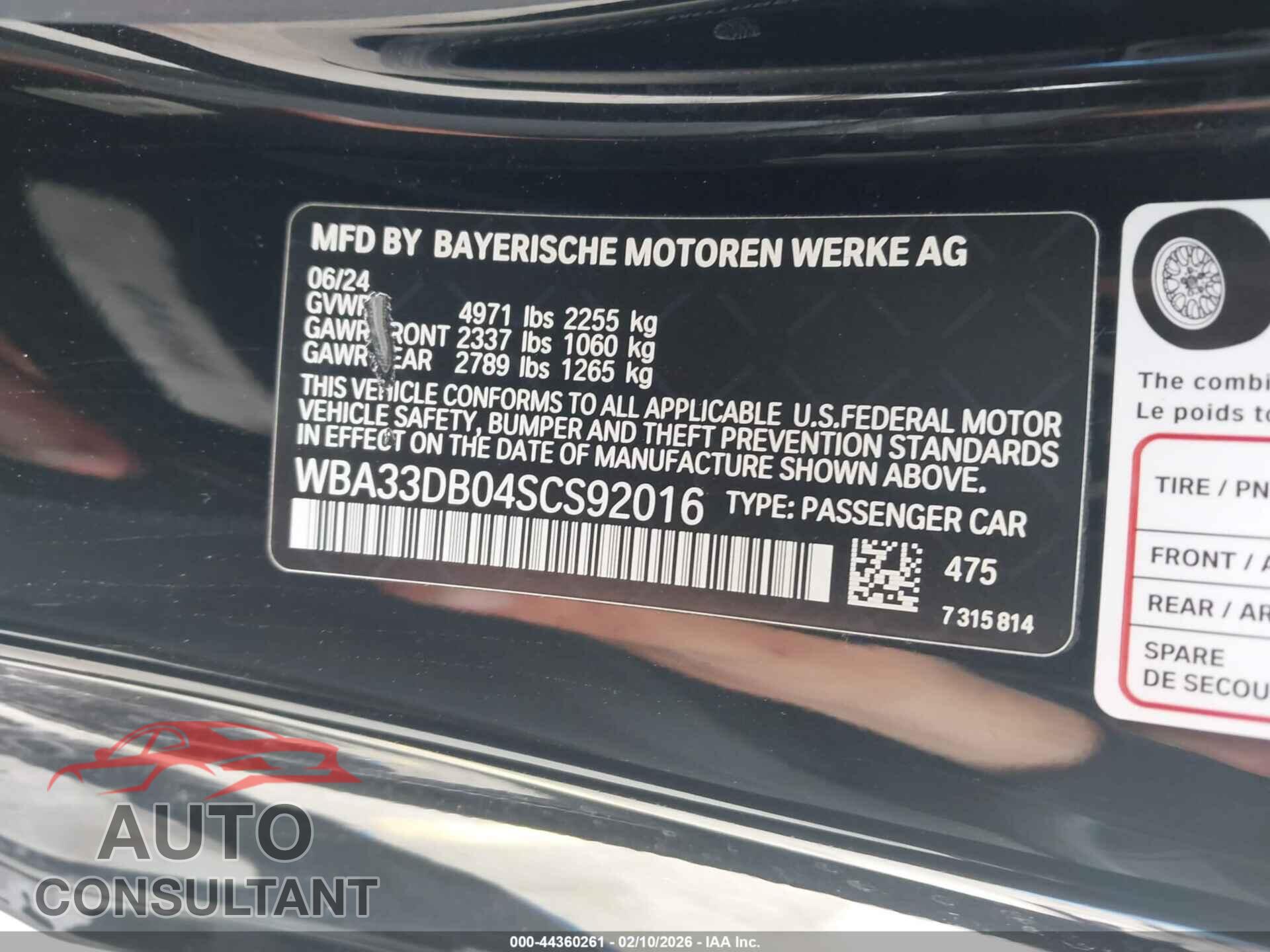 BMW 430I 2025 - WBA33DB04SCS92016