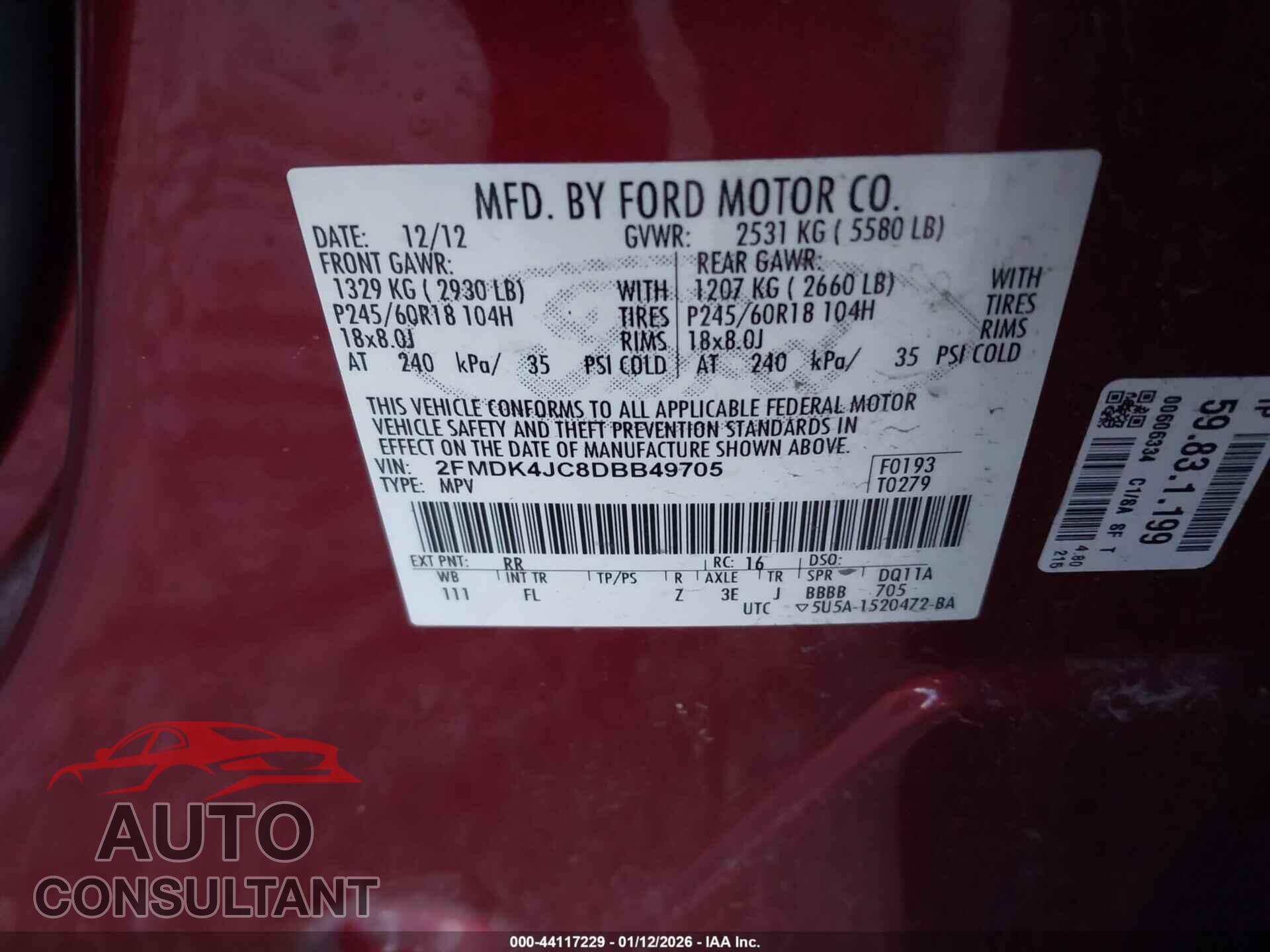 FORD EDGE 2013 - 2FMDK4JC8DBB49705