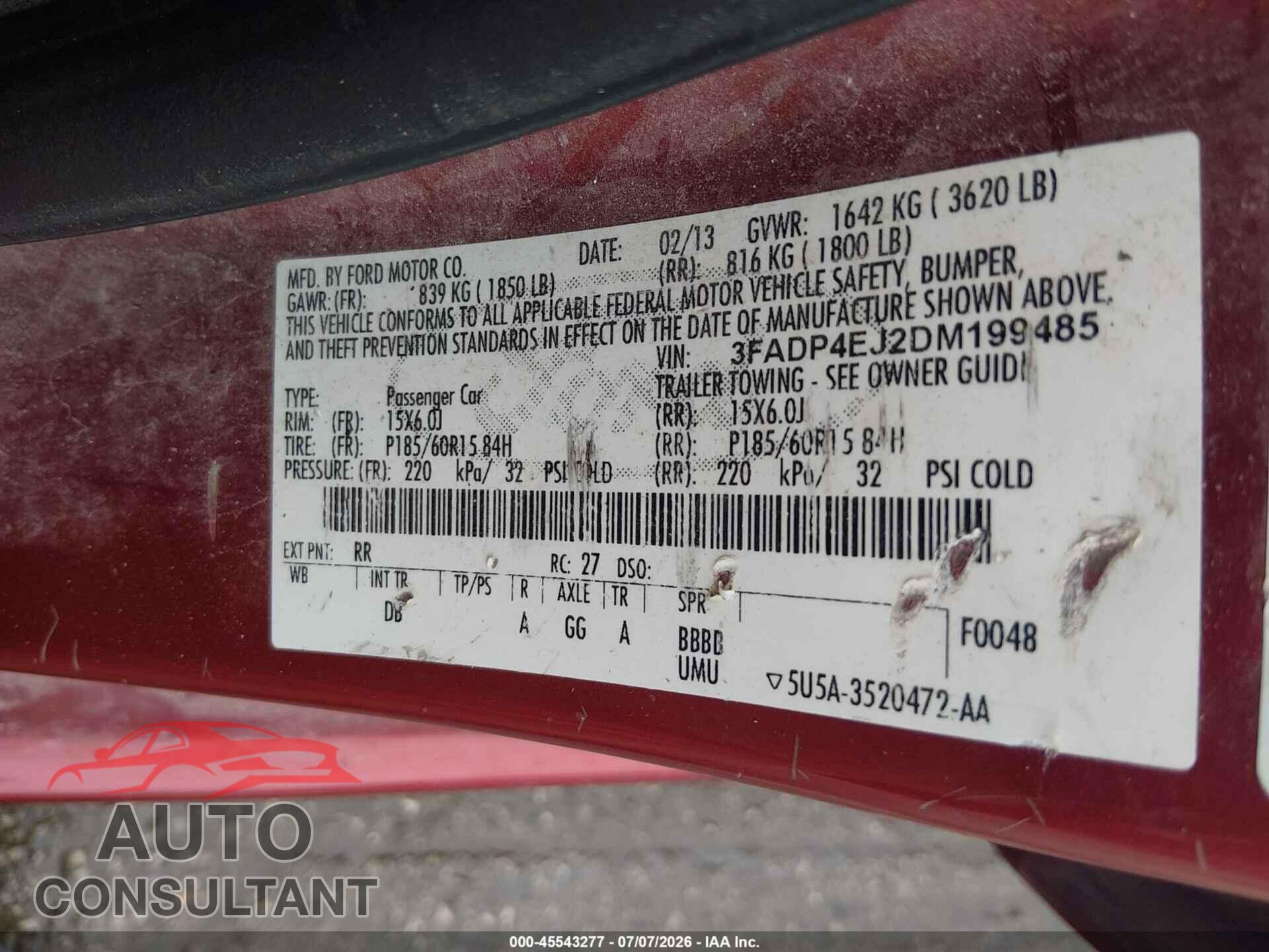 FORD FIESTA 2013 - 3FADP4EJ2DM199485