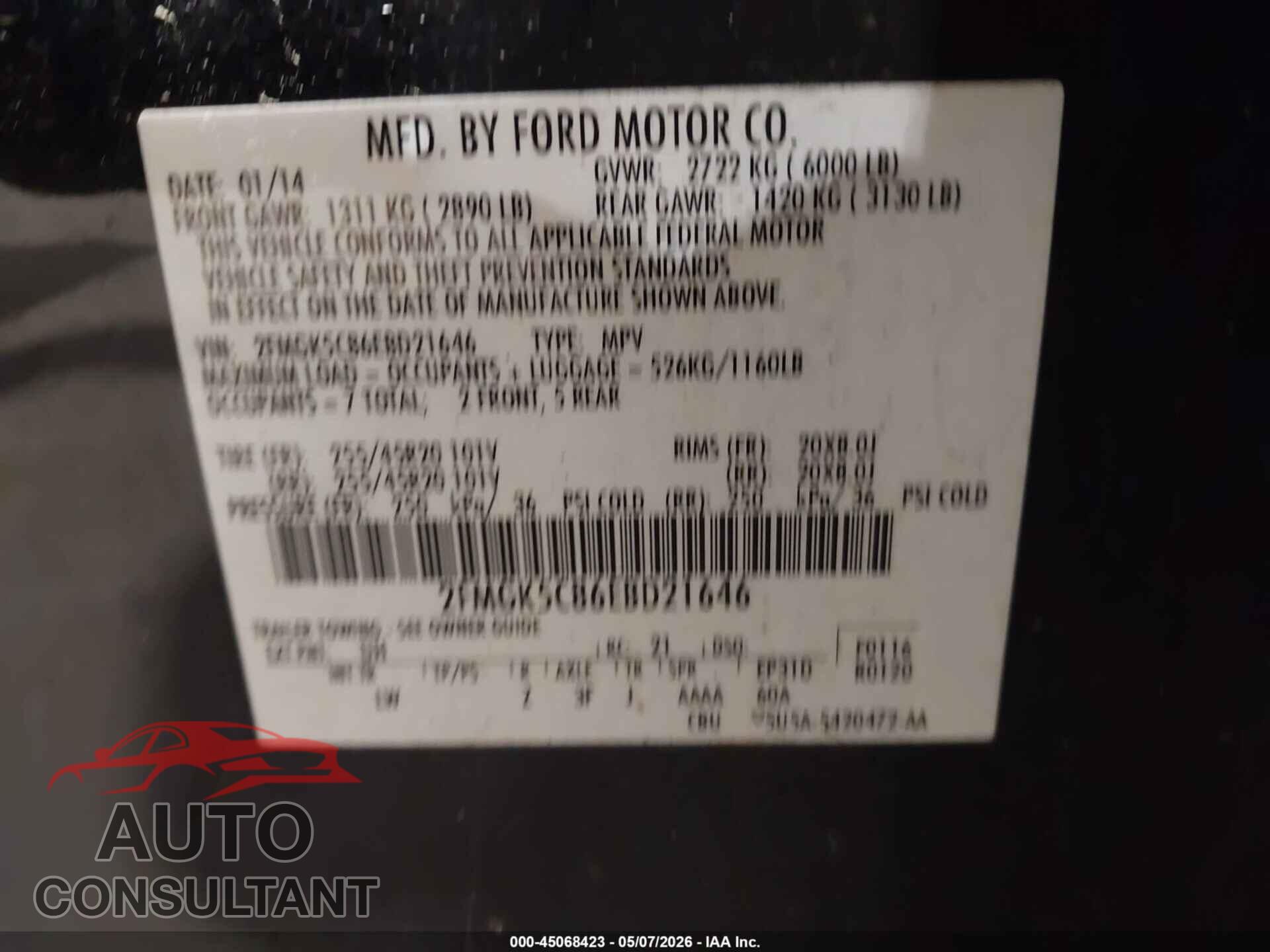 FORD FLEX 2014 - 2FMGK5C86EBD21646