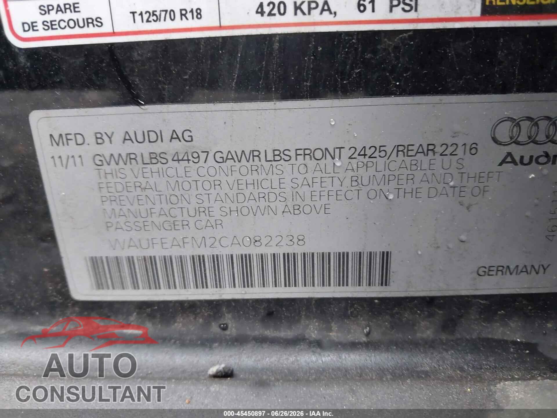 AUDI A3 2012 - WAUFEAFM2CA082238