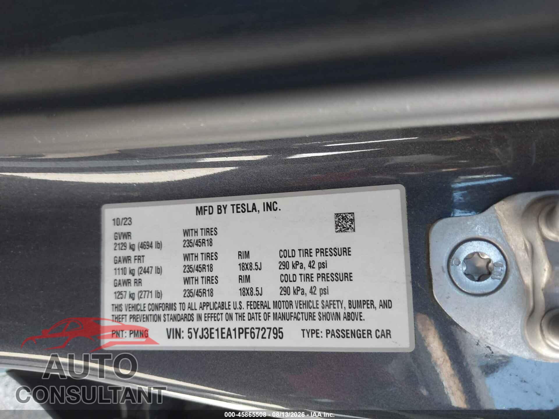 TESLA MODEL 3 2023 - 5YJ3E1EA1PF672795