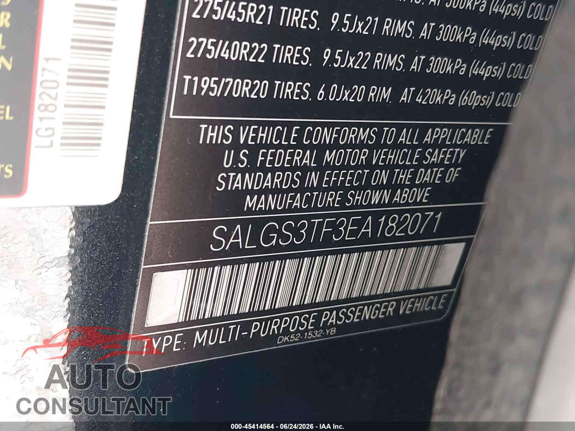 LAND ROVER RANGE ROVER 2014 - SALGS3TF3EA182071