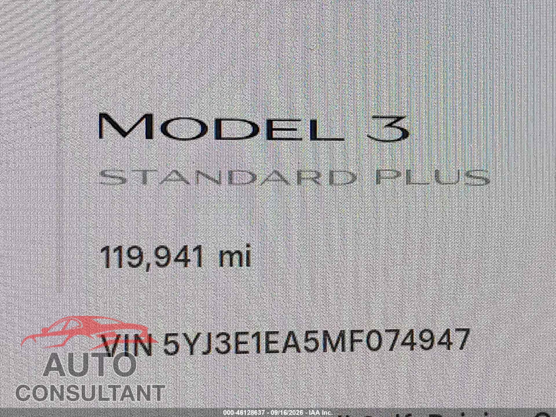 TESLA MODEL 3 2021 - 5YJ3E1EA5MF074947